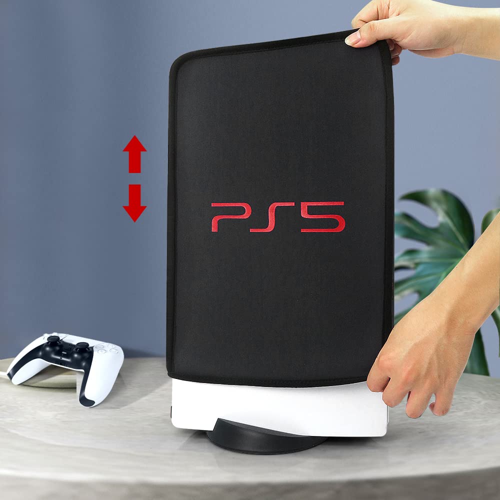 Dust Proof PS5 Cover - Anti Scratch & Washable Protector Sleeve for PS5 Game Console (Digital & Disc Edition) - Perfect for Gaming Setup Protection & Storage (Black)