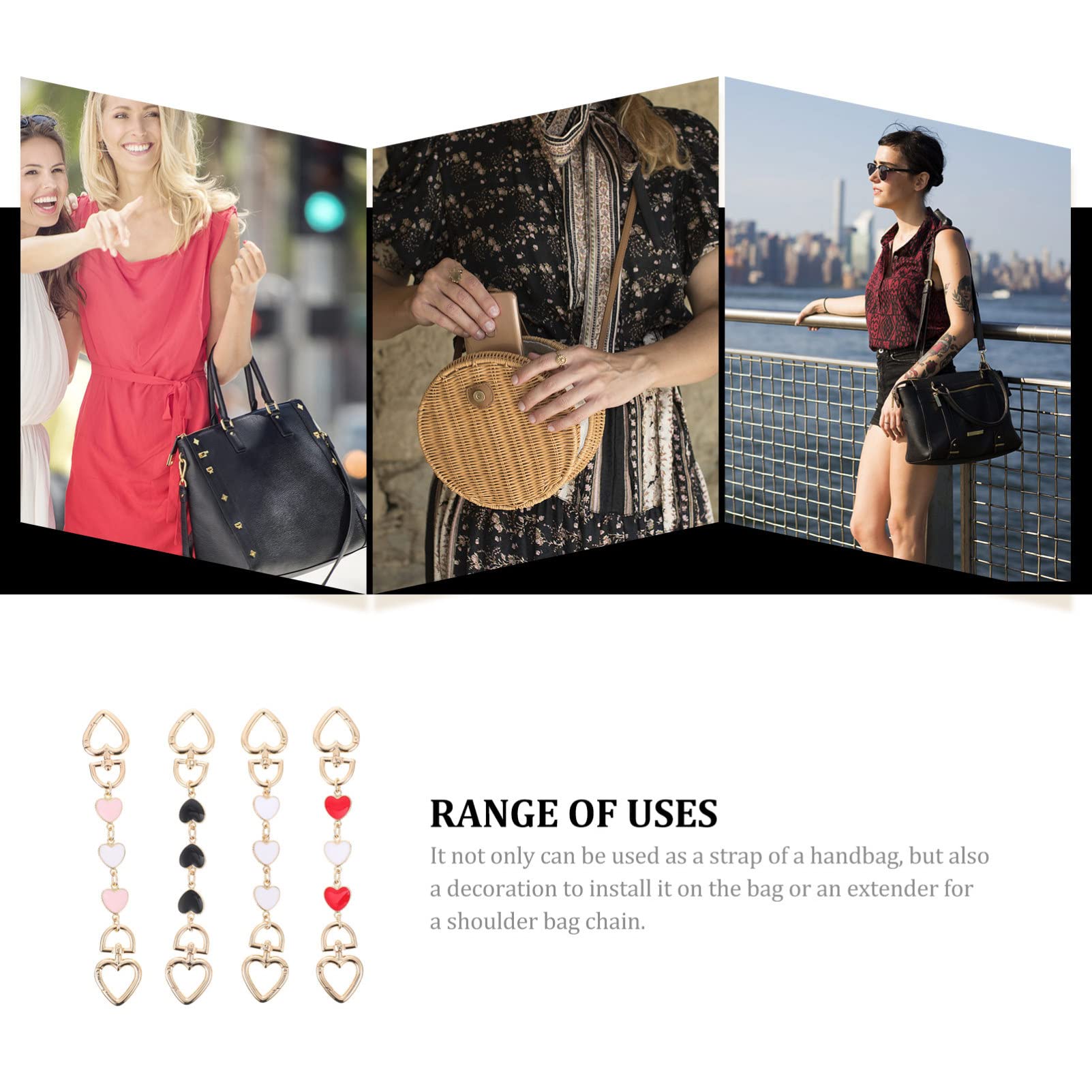 4PCS Gold Purse Extension Chain Strap - Adjustable Bag Handle Extender for Crossbody Bags, DIY Tote Handles, and Acrylic Purses - Durable Alloy Iron Chains for Stylish Accessories (Perfect for Evening Out, Shopping & Travel)