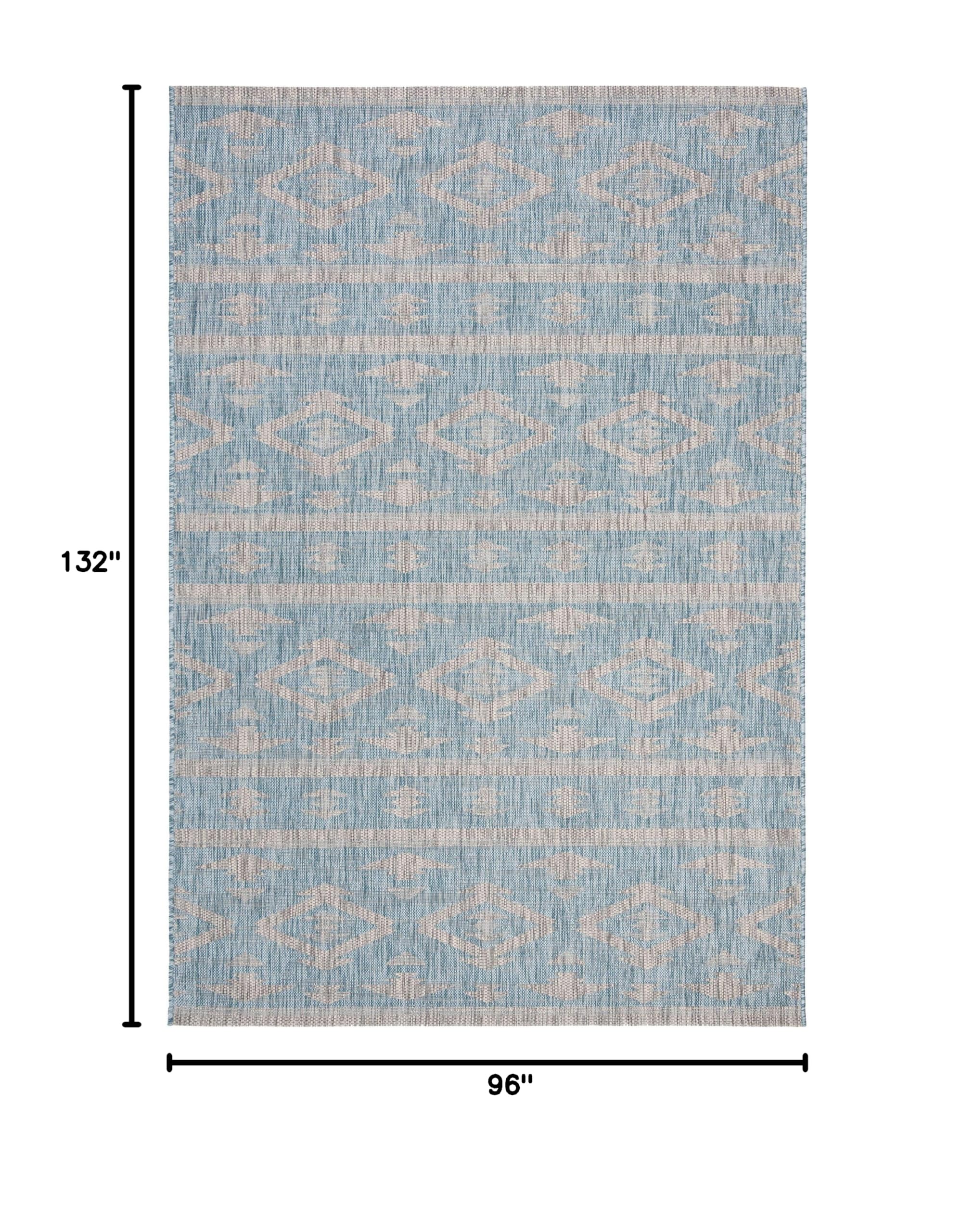 SAFAVIEH Courtyard Collection 8' x 11' Aqua Grey Indoor Outdoor Waterproof Rug - Easy to Clean, Stain Resistant Area Rug for Patio, Backyard, Mudroom, Deck & Sunroom Decor