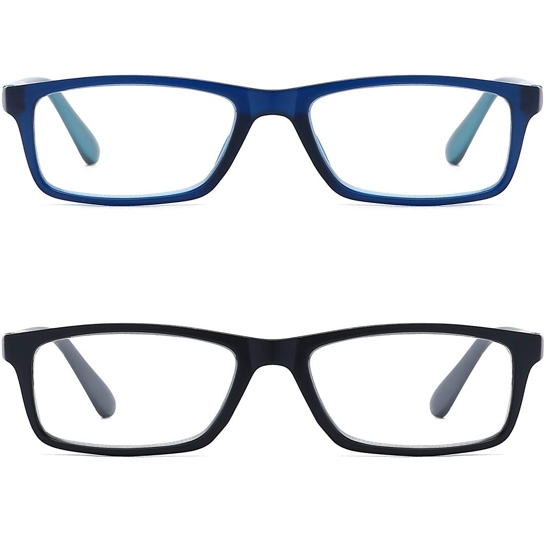 Blue Light Blocking Reading Glasses for Men & Women - Anti-Glare Rectangular Computer Glasses with Spring Hinge - Perfect for Office Work, Gaming & Screen Time