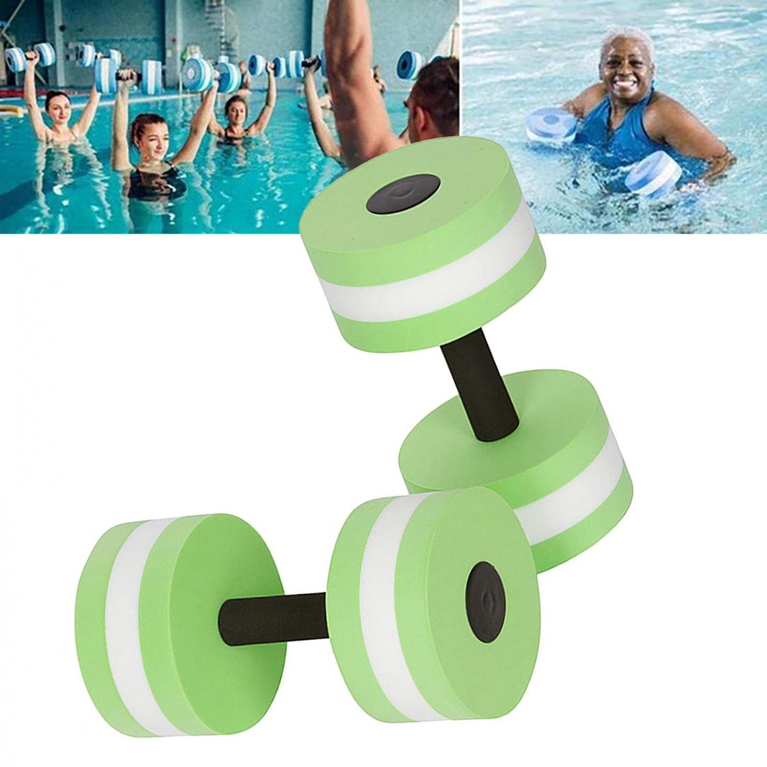 **Aqua Fitness Dumbbells - Lightweight Foam Water Aerobics Weights for Pool Workouts, Resistance Training & Weight Loss - Water Exercise Equipment for Men & Women (Green) - Ideal for Water Aerobics, Swimming, Home Pool Fitness & Hydrotherapy**