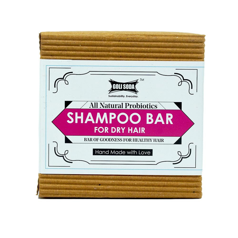 **Goli Soda All-Natural Probiotics Shampoo Bar for Dry Hair – Intense Repair with Almond Oil & Peppermint | Palm Oil-Free, Vegan, Unisex | 90g (Pack of 1) | Ideal for Travel, Gym & Eco-Friendly Hair Care**