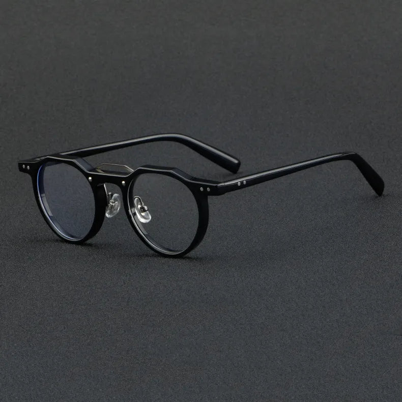 CCspace Unisex Full Rim Flat Top Round Acetate Eyeglasses Frame 56934 - Stylish & Lightweight for Work, Reading & Everyday Wear