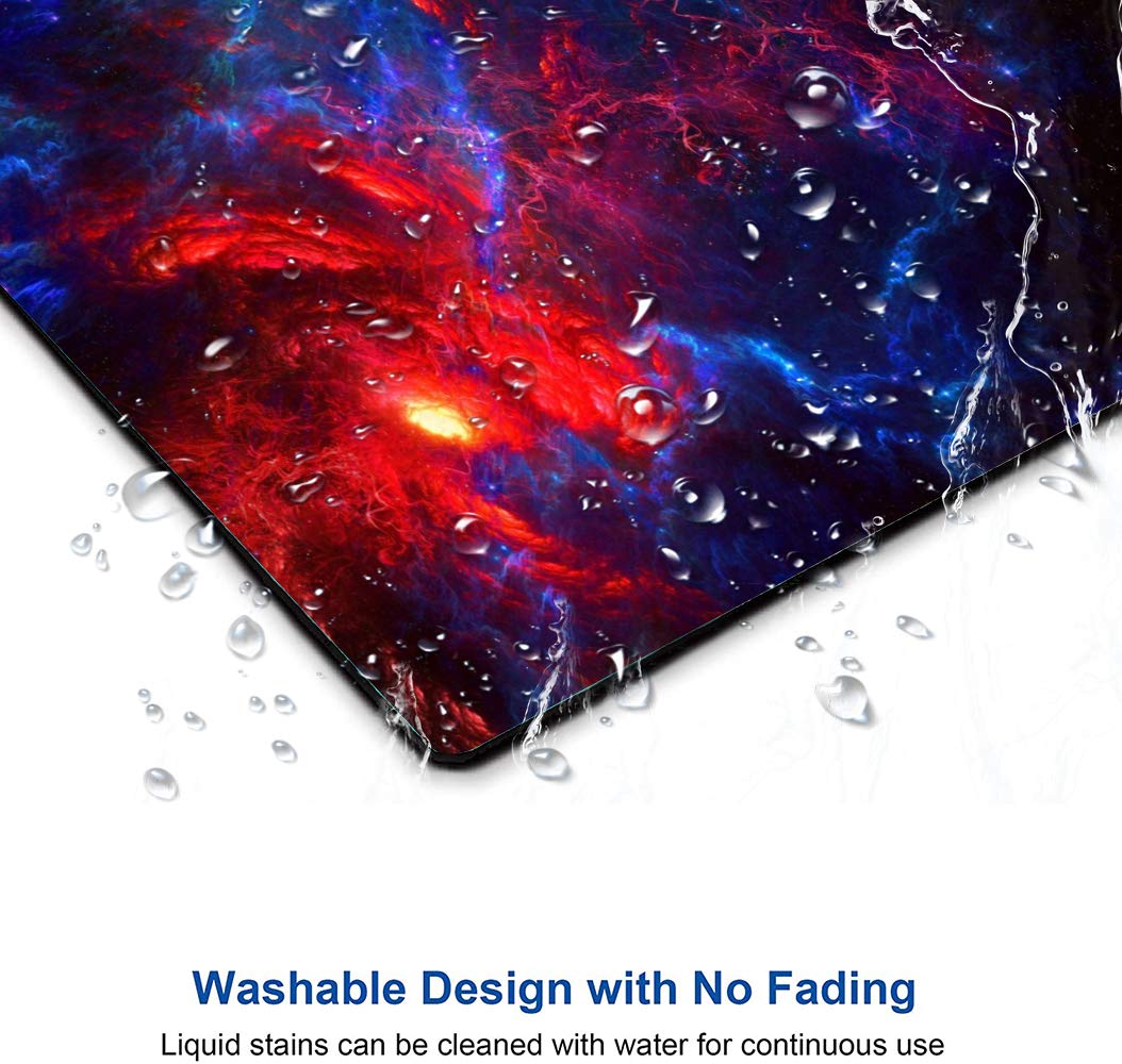 Galaxy Starry Night Mouse Pad with Red & Blue Nebula Design - Non-Slip Rubber Base, Waterproof Computer Mouse Mat for Office, Gaming & Home Use - Perfect for Men, Women & Kids (9.5