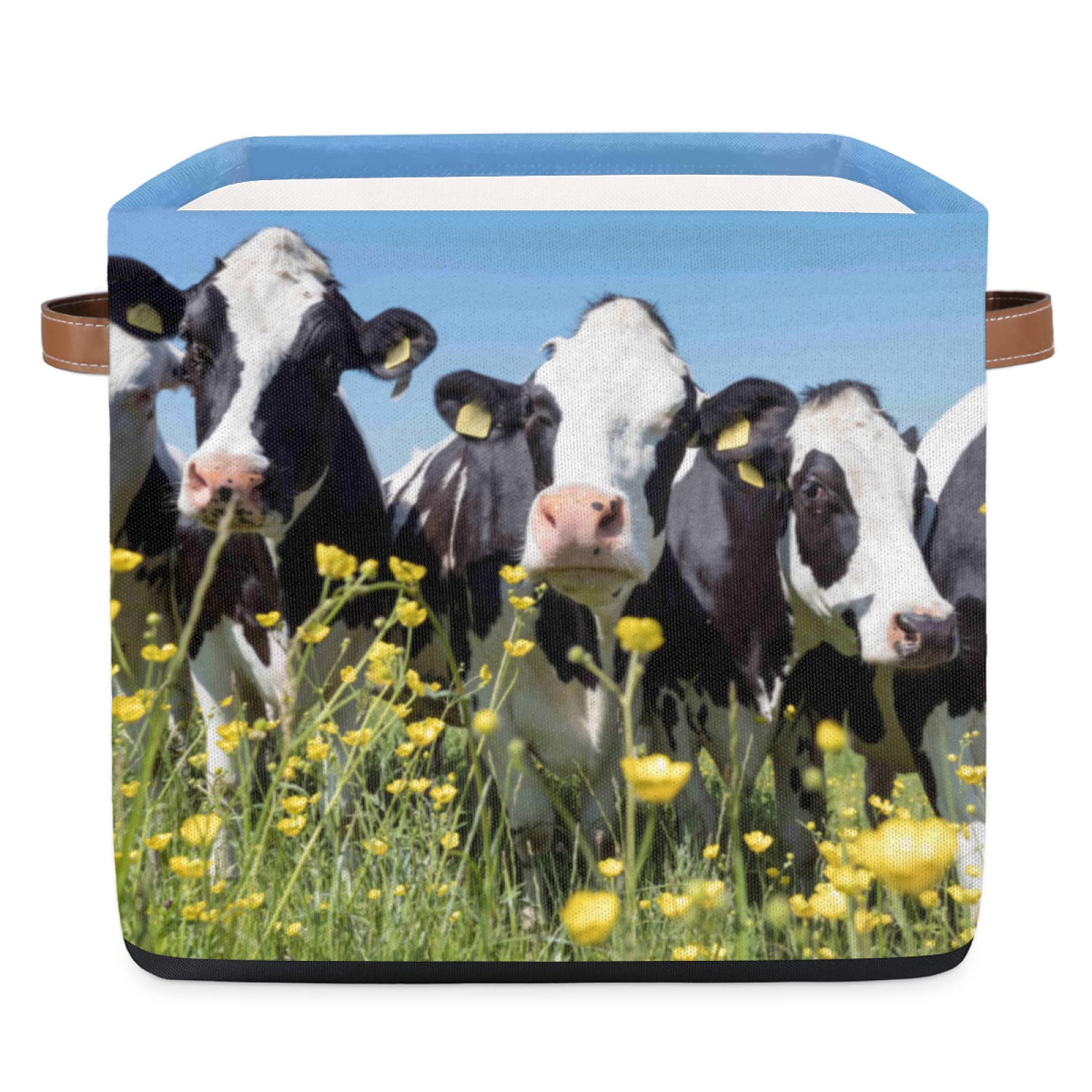 Farmhouse Style Collapsible Storage Cube Bins with Handles - 13x13x13 Inch Decorative Fabric Baskets for Toys, Closet, Nursery & Bedroom Organization - Perfect for Kids Room, Shelves & Home Decor Storage Solutions