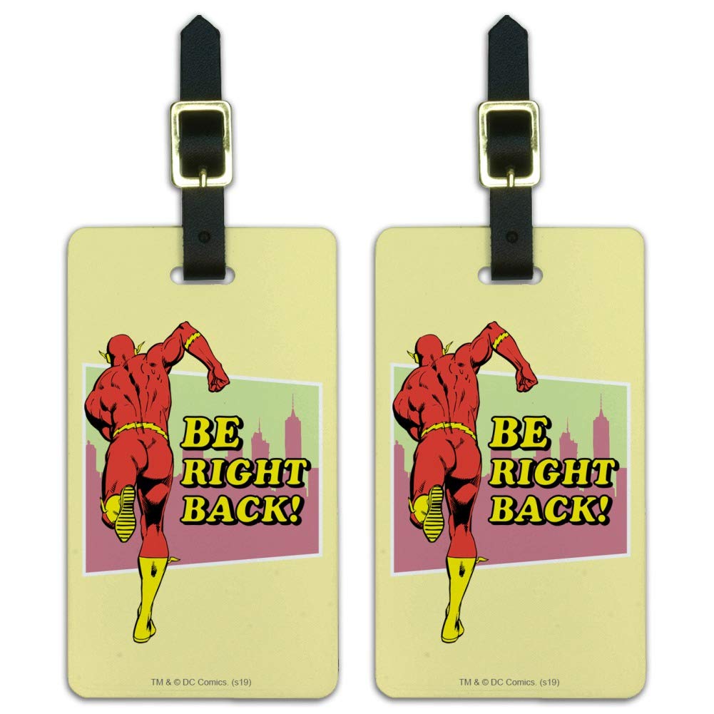 Flash Be Right Back Luggage ID Tags - Set of 2 Durable Suitcase Tags for Travel, Carry-On Bags & Backpacks | Perfect for Airports, Business Trips & Vacation Identification