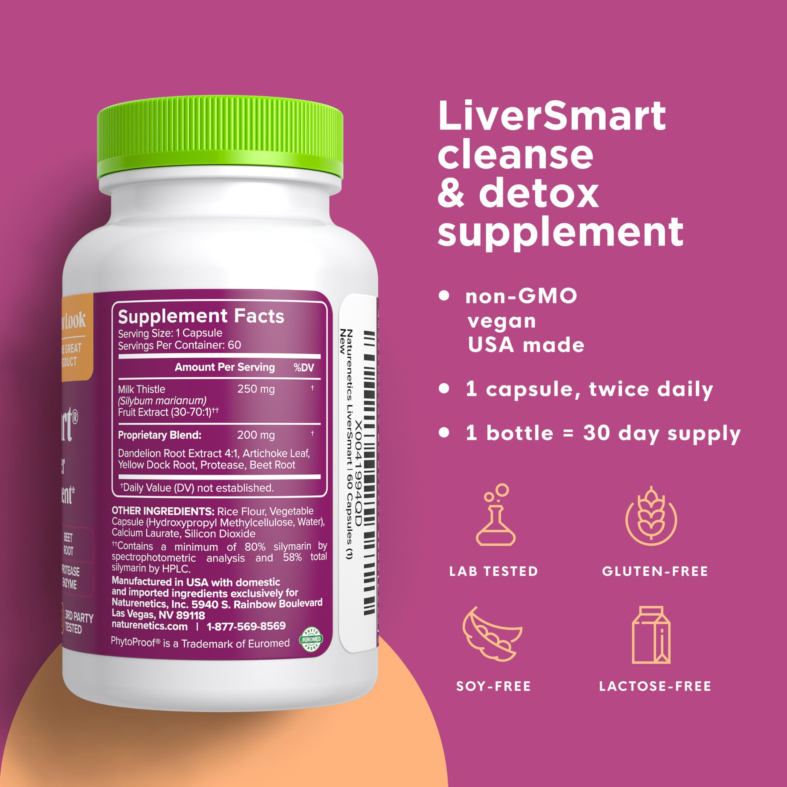LiverSmart - Liver Cleanse & Repair Supplement with Milk Thistle, Silymarin & Natural Herbs | Detox & Support Liver Health | Daily Liver Support for Alcohol Recovery & Digestive Wellness (60 Capsules)