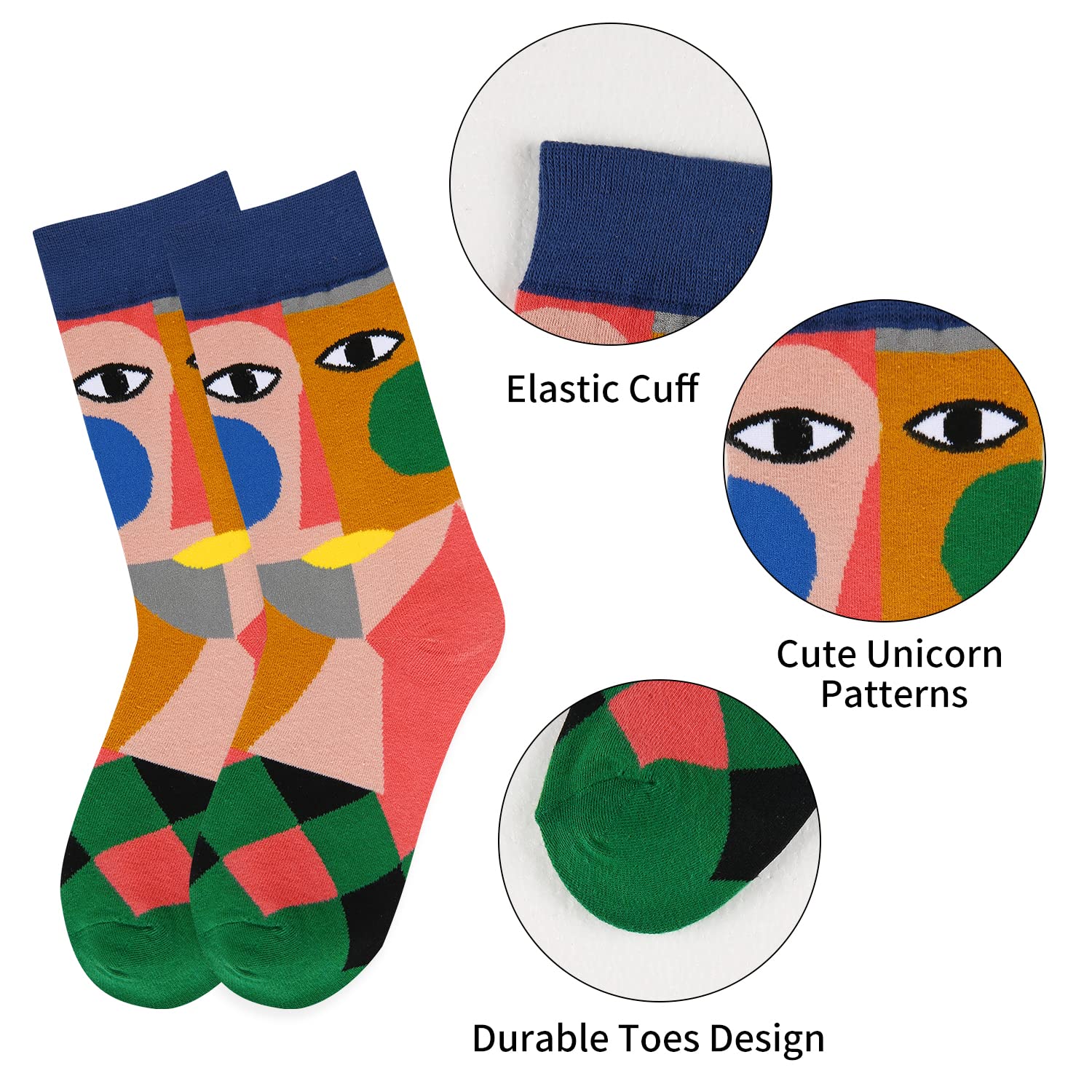 Benefeet Women's Funny Animal Crew Socks - Colorful Cotton Socks for Casual Wear & Gifts