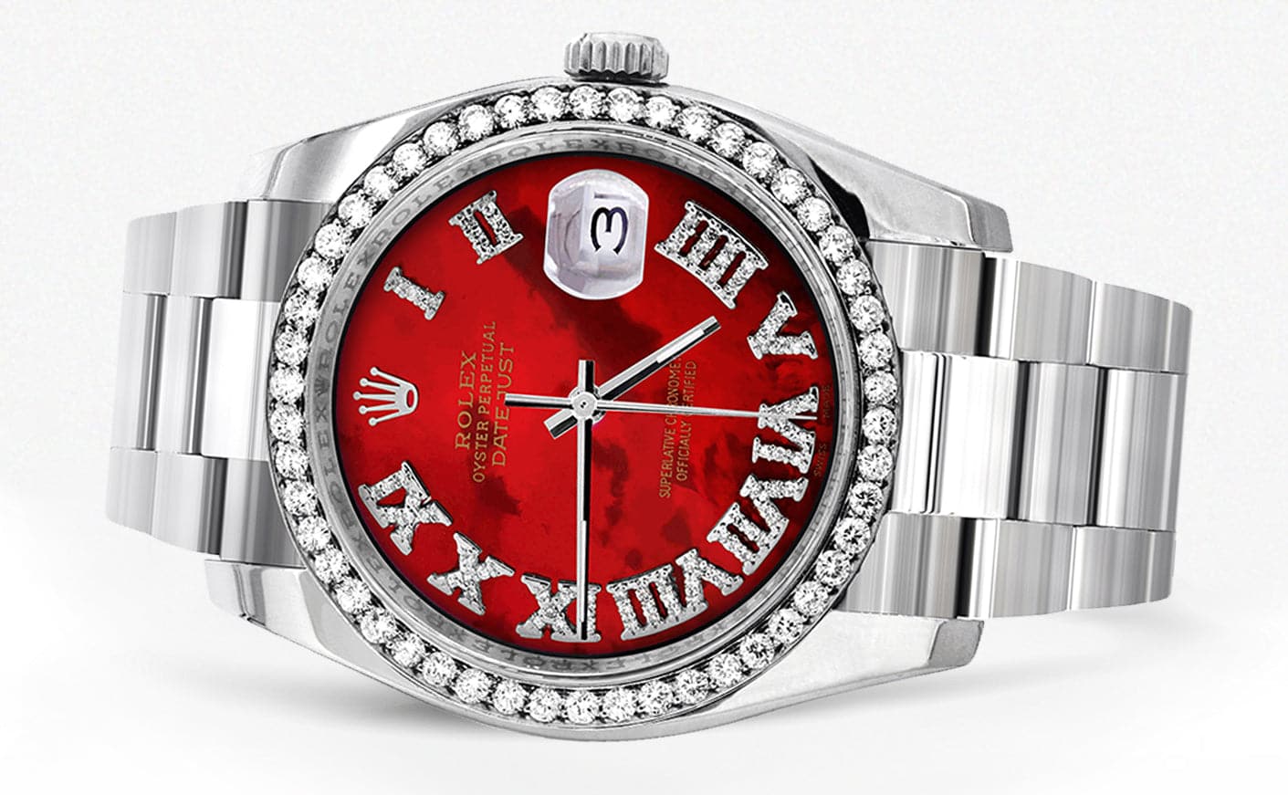 Rolex Datejust 36mm Watch - Red Roman Numeral Mother of Pearl Dial & Oyster Bracelet | Luxury Men's Dress Watch for Business & Formal Occasions