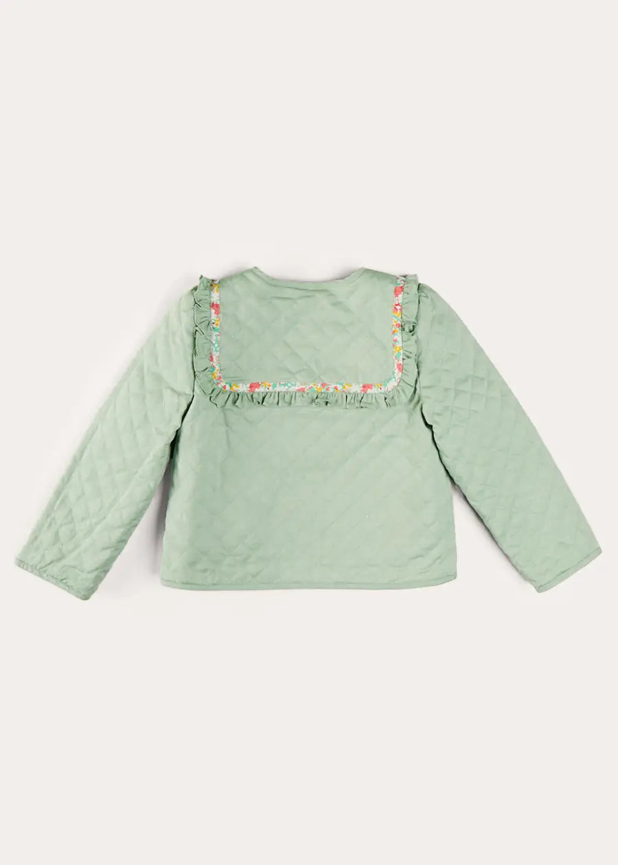 Clementine Floral Quilted Reversible Jacket for Girls in Coral - Lightweight Spring Outerwear (Ages 4-12 Years) | Perfect for School, Playdates & Outdoor Adventures