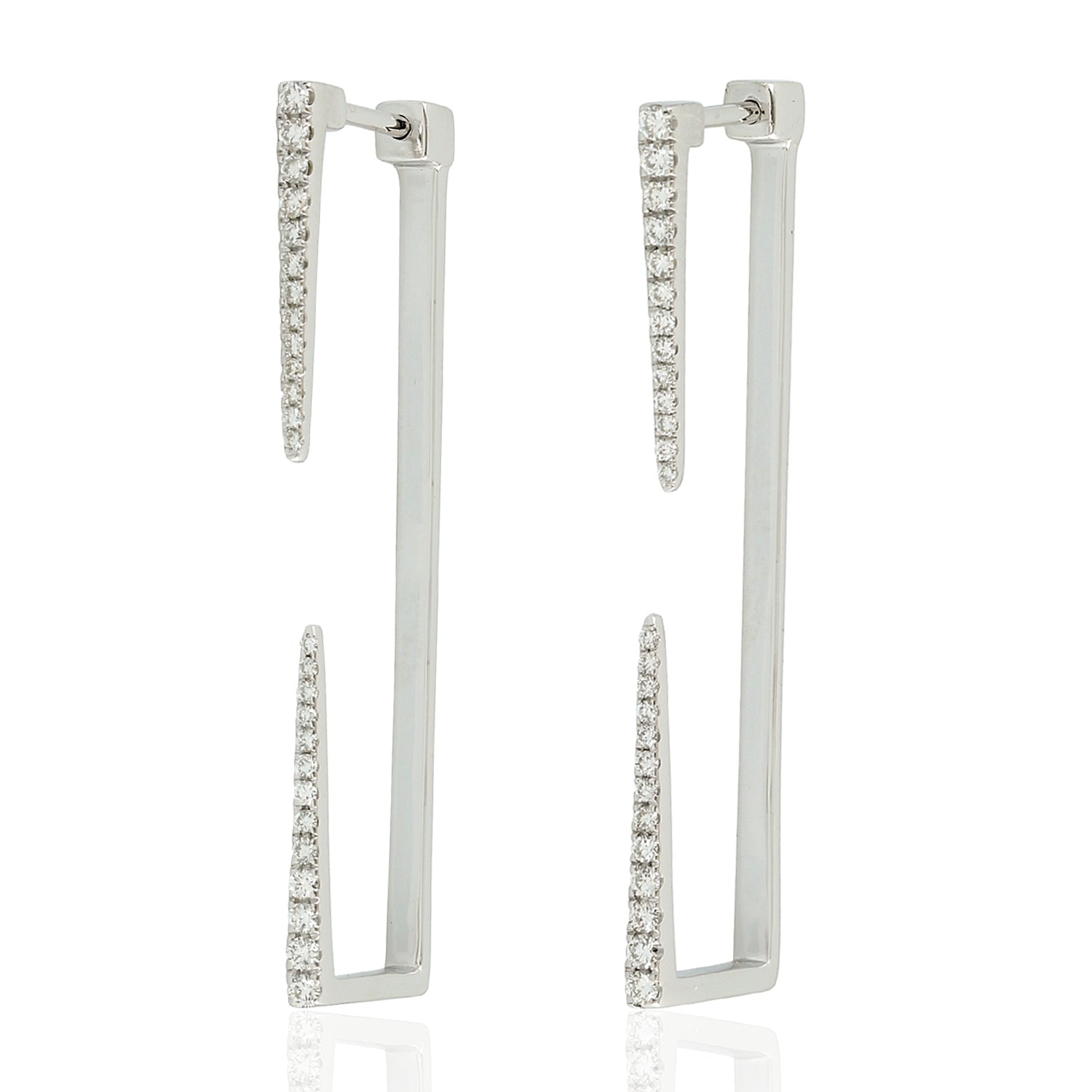 18K White Gold Pave Diamond Ear Jacket Earrings - Handmade Luxury Jewelry for Women | Perfect for Weddings, Parties & Special Occasions