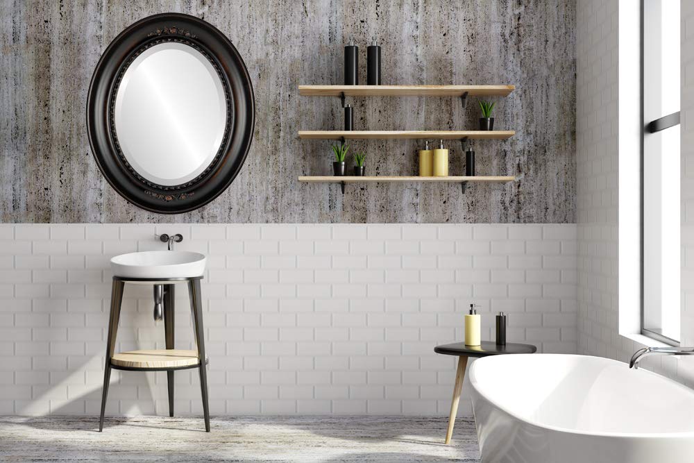 OVALCREST 27x33 Inch Oval Beveled Wall Mirror - Rubbed Bronze Finish - Boston Style Home Decor Mirror for Living Room, Bedroom & Entryway