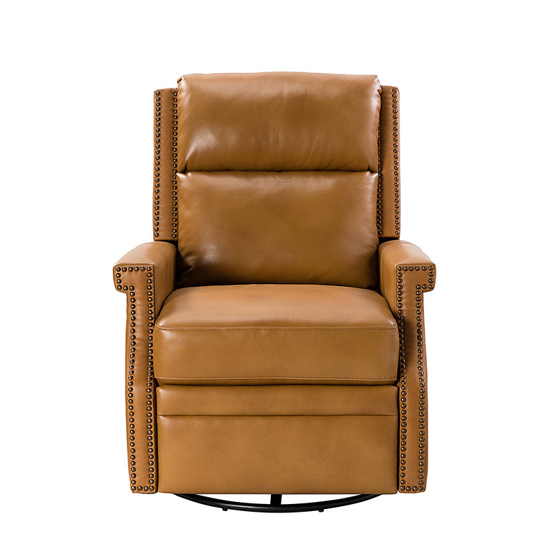 Canace Modern Genuine Leather Manual Glider Rocker Recliner Chair - Comfortable Swivel Lounge Chair for Living Room, Nursery, and Office Relaxation