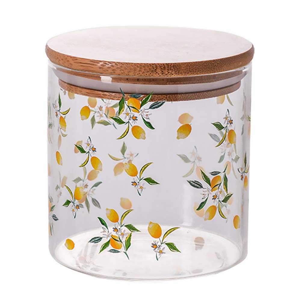 Premium Glass Storage Jars with Lemon Design - Airtight Kitchen Canisters for Flour, Sugar, Coffee & Pantry Organization | Ideal for Home Baking, Meal Prep & Food Preservation