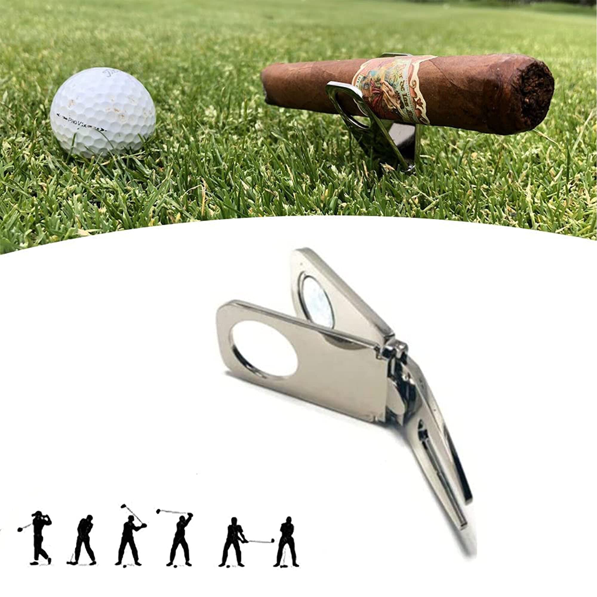 Premium Magnetic Golf Divot Tool with Ball Marker & Cigar Holder - Multipurpose Golf Accessories for Men - Perfect for Golf Course, Driving Range & Outdoor Events - Ideal Golf Gift for Players & Enthusiasts