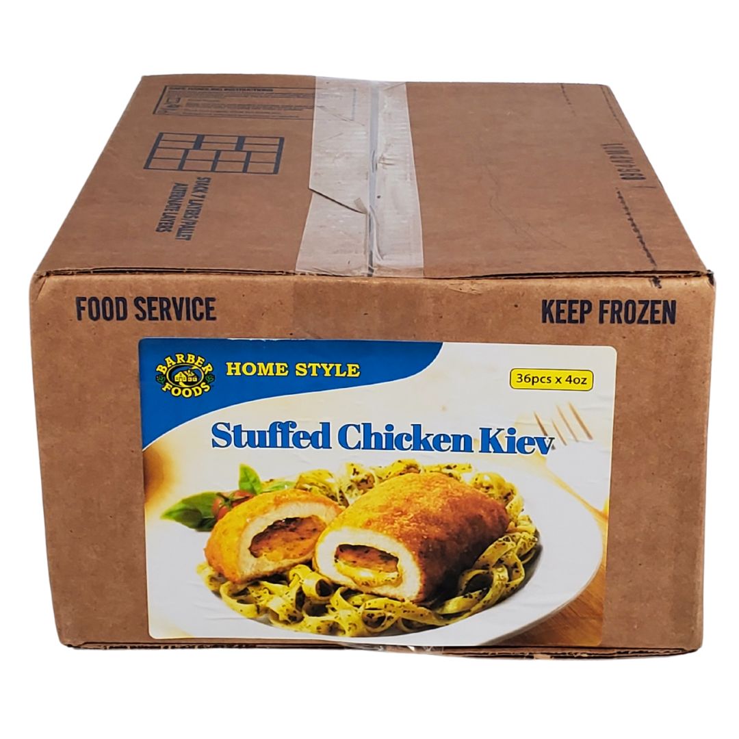 CLR Barber Stuffed Chicken Kiev 4oz - Premium Breaded Chicken Breast with Garlic Butter Filling - Perfect for Quick Dinners, Meal Prep & Family Meals