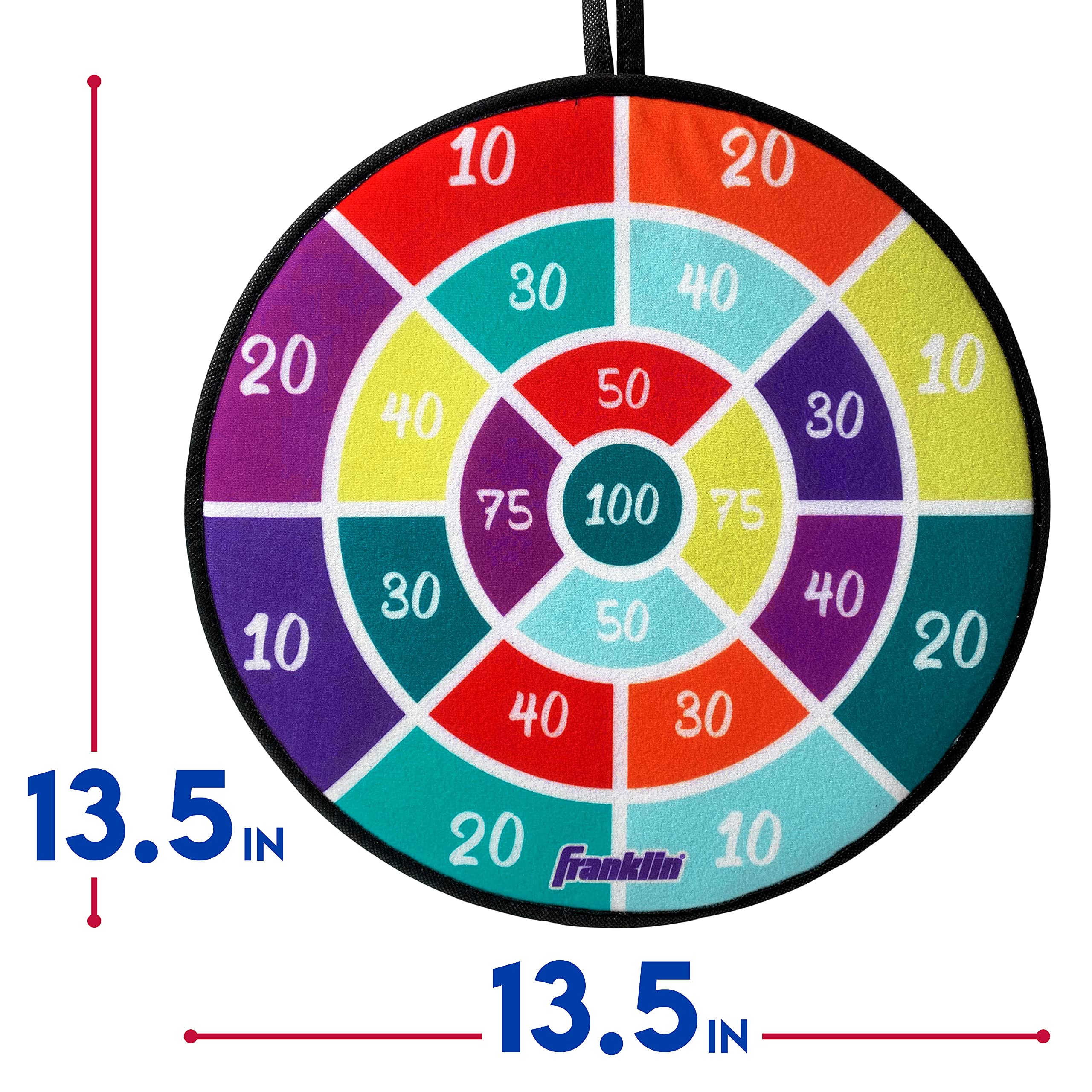 Franklin Sports Anywhere Darts - Double-Sided Dartboard with 6 Sticky Darts - Portable Indoor/Outdoor Hanging Target Game for Kids, Adults & Family Fun - Perfect for Parties, Game Rooms & Backyard Activities