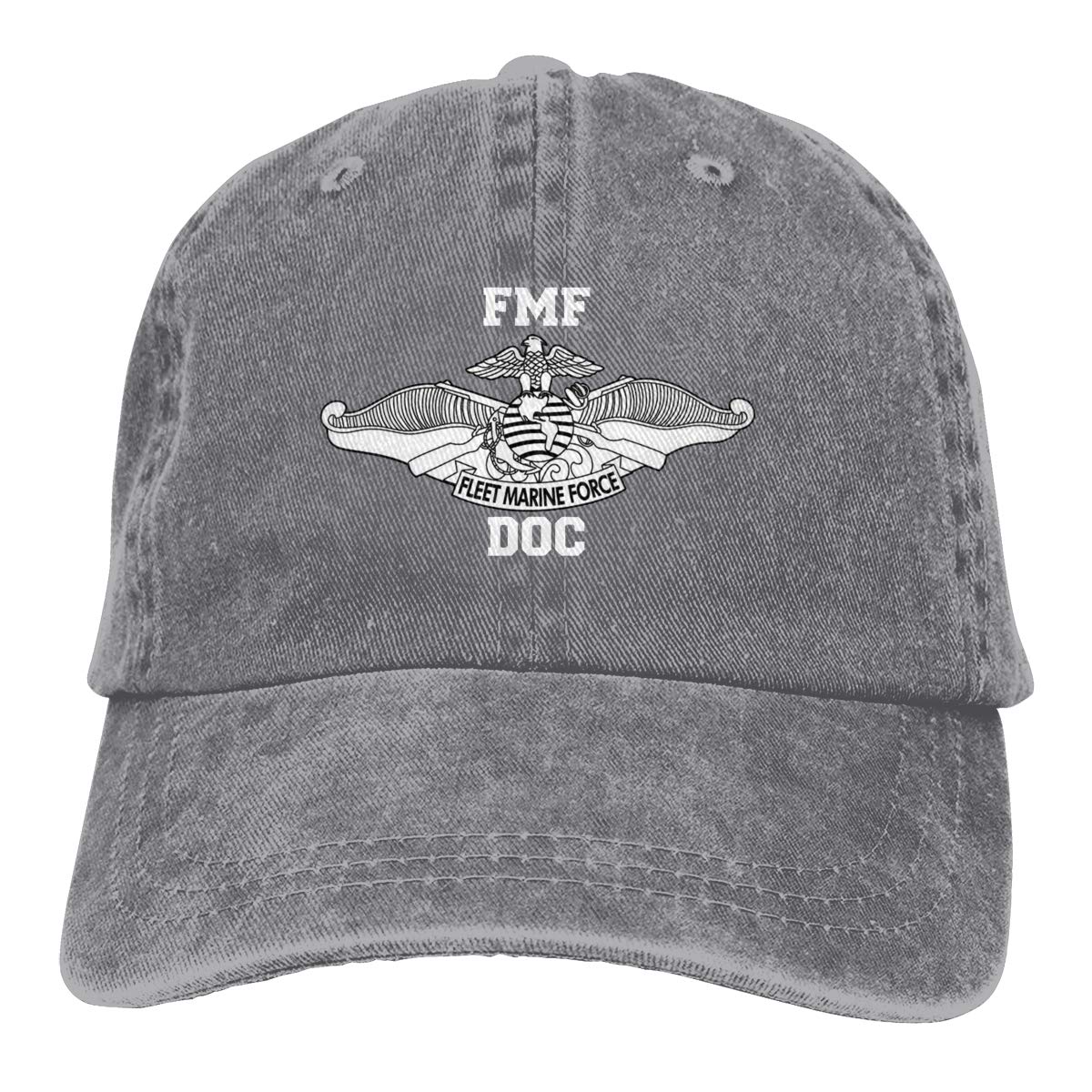 HUZEMIN FMF DOC Unisex Baseball Cap - Denim Cowboy Hat for Men & Women - Perfect for Outdoor Activities, Casual Wear, and Military Enthusiasts