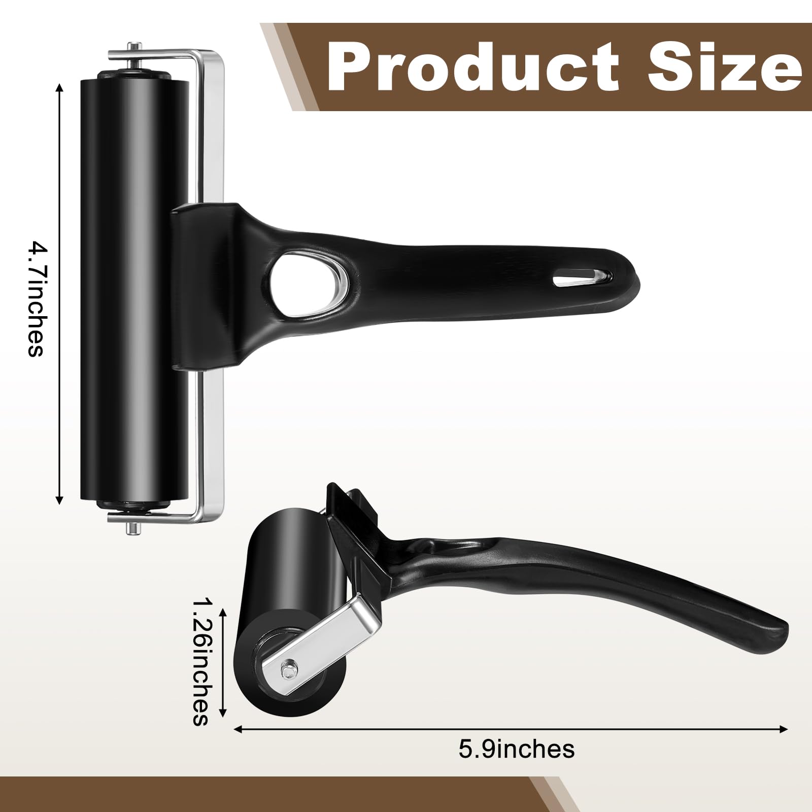 Frienda 12 Pack 4.7 Inch Rubber Brayer Rollers - Black Ink Roller Tool for Printmaking, Block Printing, Paper Crafting, Gluing & Wallpaper Stamping - Perfect for DIY Scrapbooks, Art Projects & Home Decor