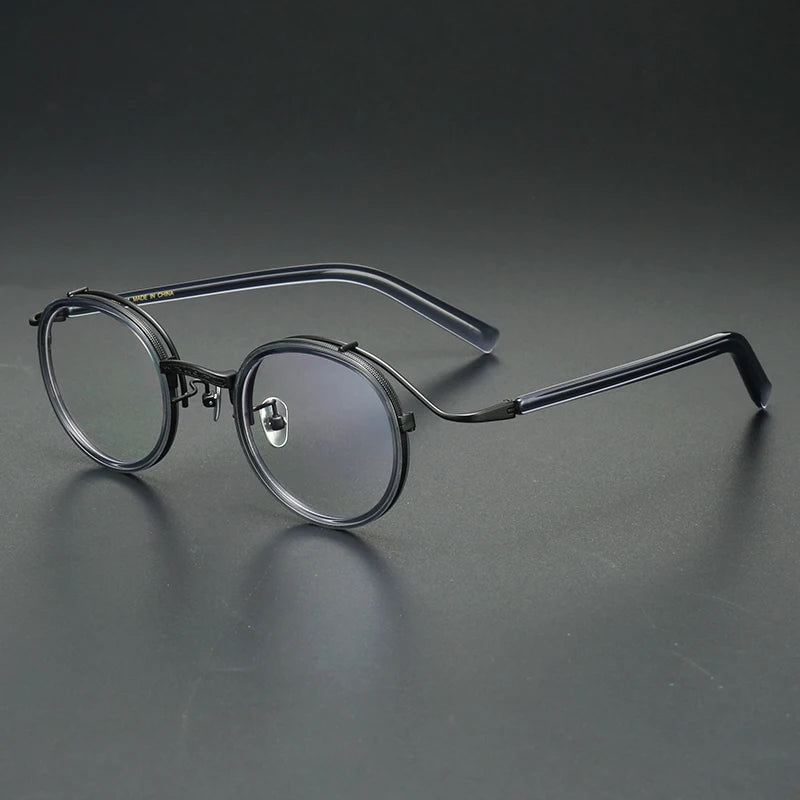 Stylish Aror Men's Full Rim Big Round Titanium Acetate Eyeglasses Frame - Lightweight & Durable for Work, Reading & Fashion (Model 92526)