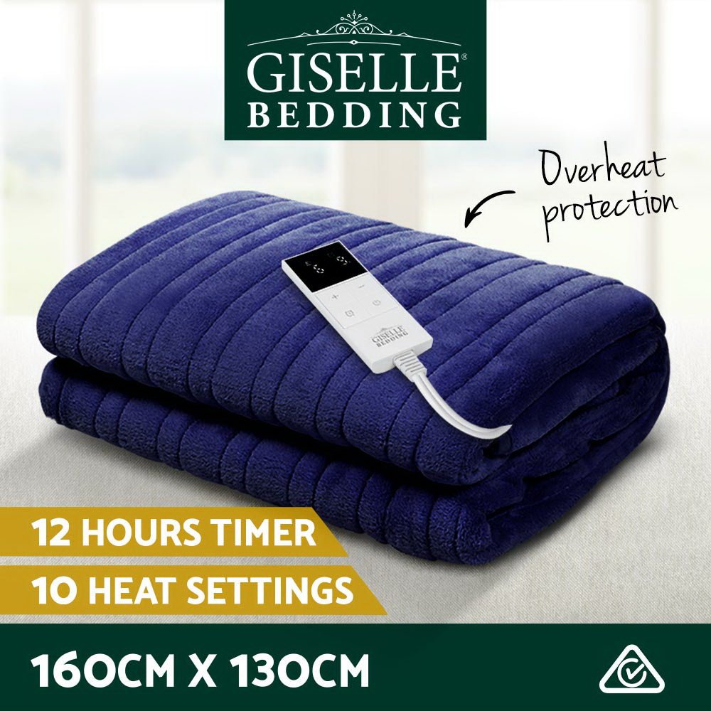 CozyHeats Electric Heated Throw Blanket - Ultra Soft Navy Blue Flannel for Winter Warmth | Perfect for Couches, Beds & Home Office Use