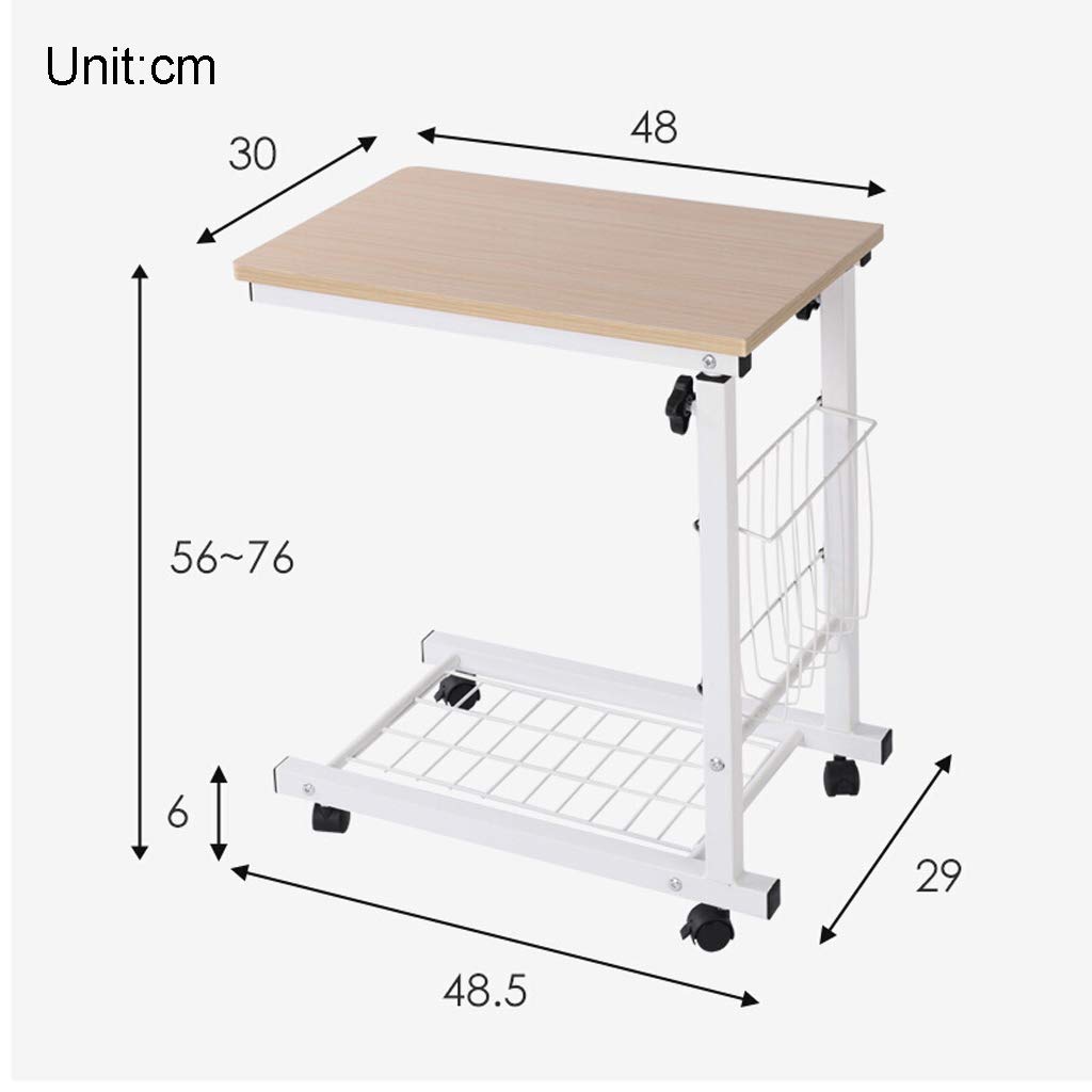 Adjustable Height Liftable Bedside Laptop Desk (56-76cm) - Portable Side Table, Sofa Tray & Overbed Table for Home Office, Living Room & Bedroom | Perfect for Lazy People, Working, Eating & Reading in Bed or on Couch