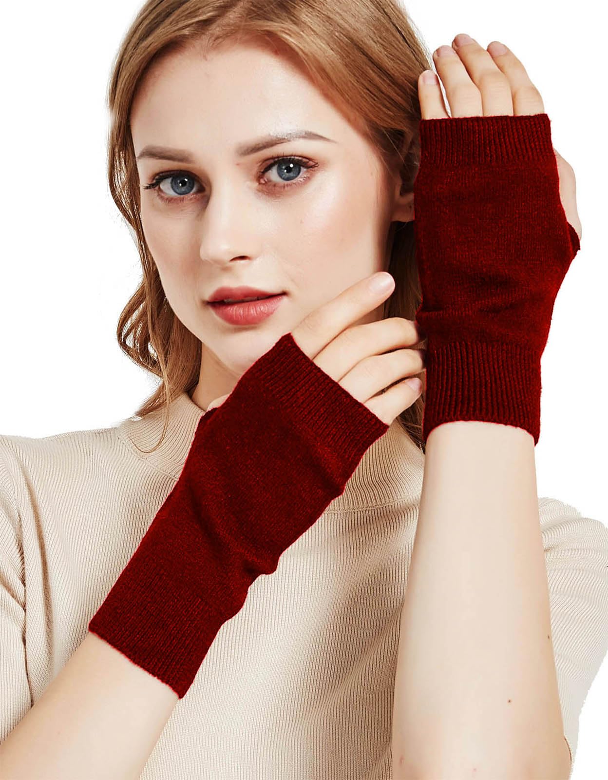 Novawo Wool Blend Fingerless Gloves - Soft Winter Arm Warmers for Typing, Driving & Outdoor Activities - Warm & Flexible Unisex Handwear for Work & Daily Use