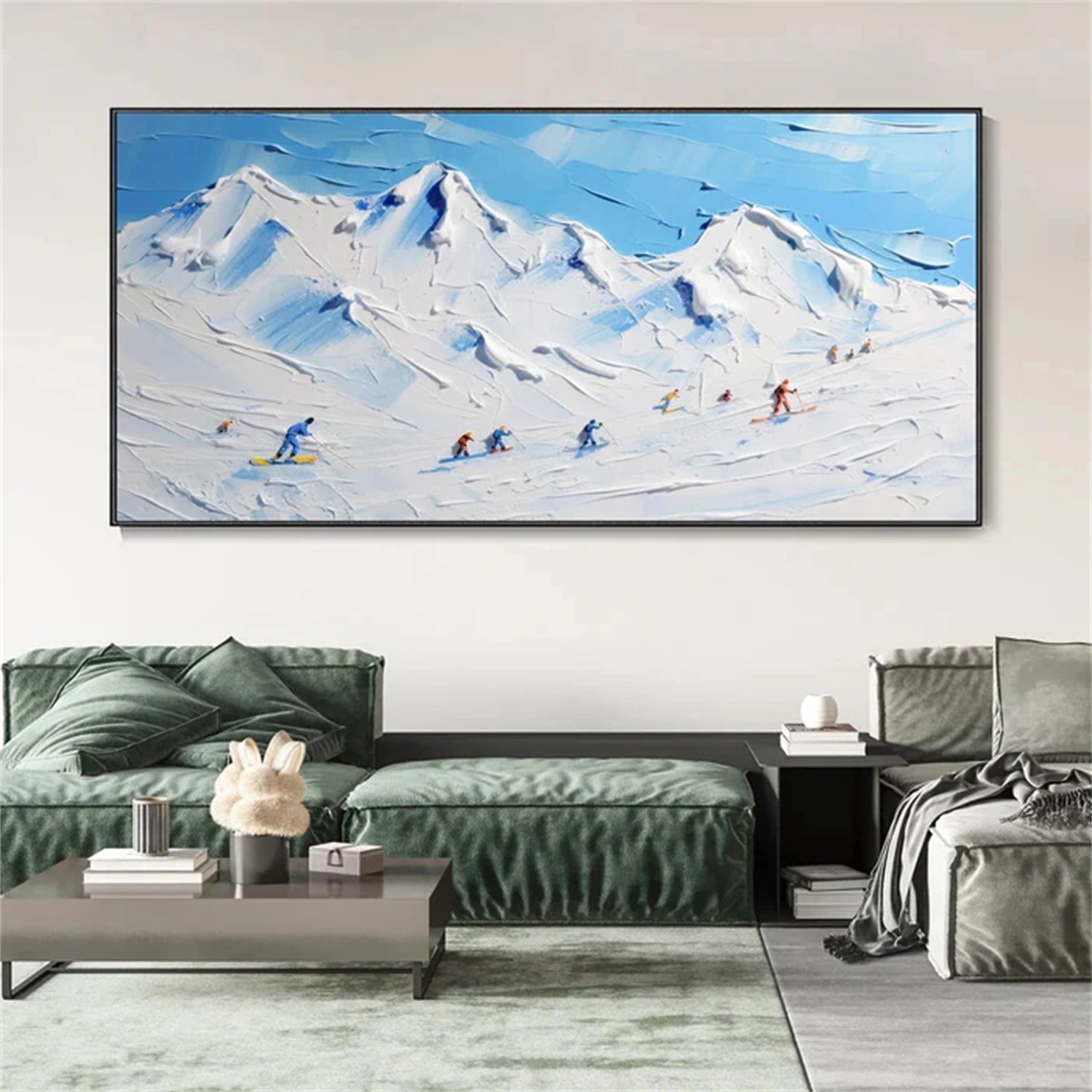 SP041 Textured Canvas Art Print - Skiing Sport Painting for Wall Decor, Perfect for Living Room, Bedroom & Office