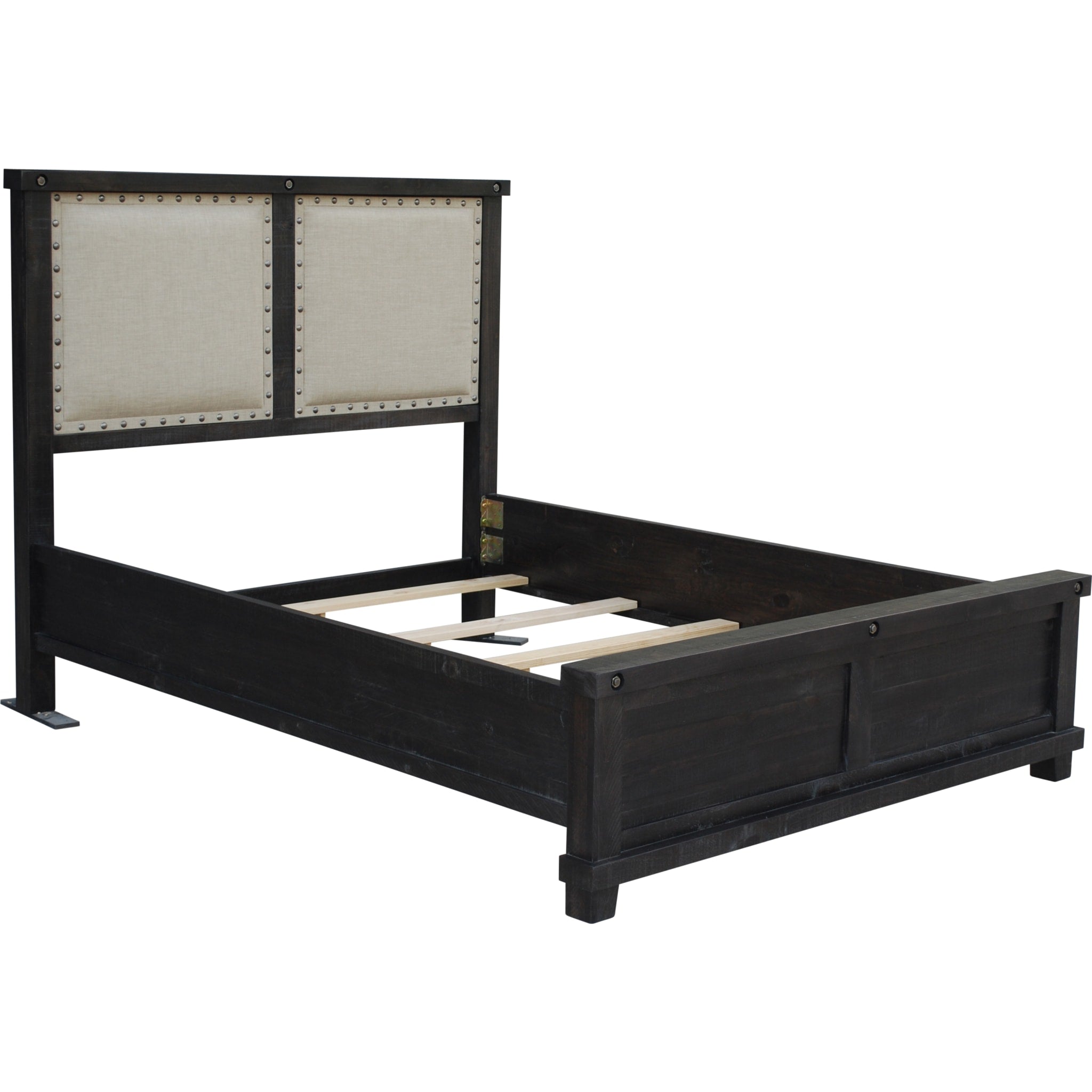 Yosemite Upholstered Wood Panel Bed in Cafe Brown - Queen Size Platform Bed Frame with Headboard - Modern Bedroom Furniture for Master & Guest Rooms