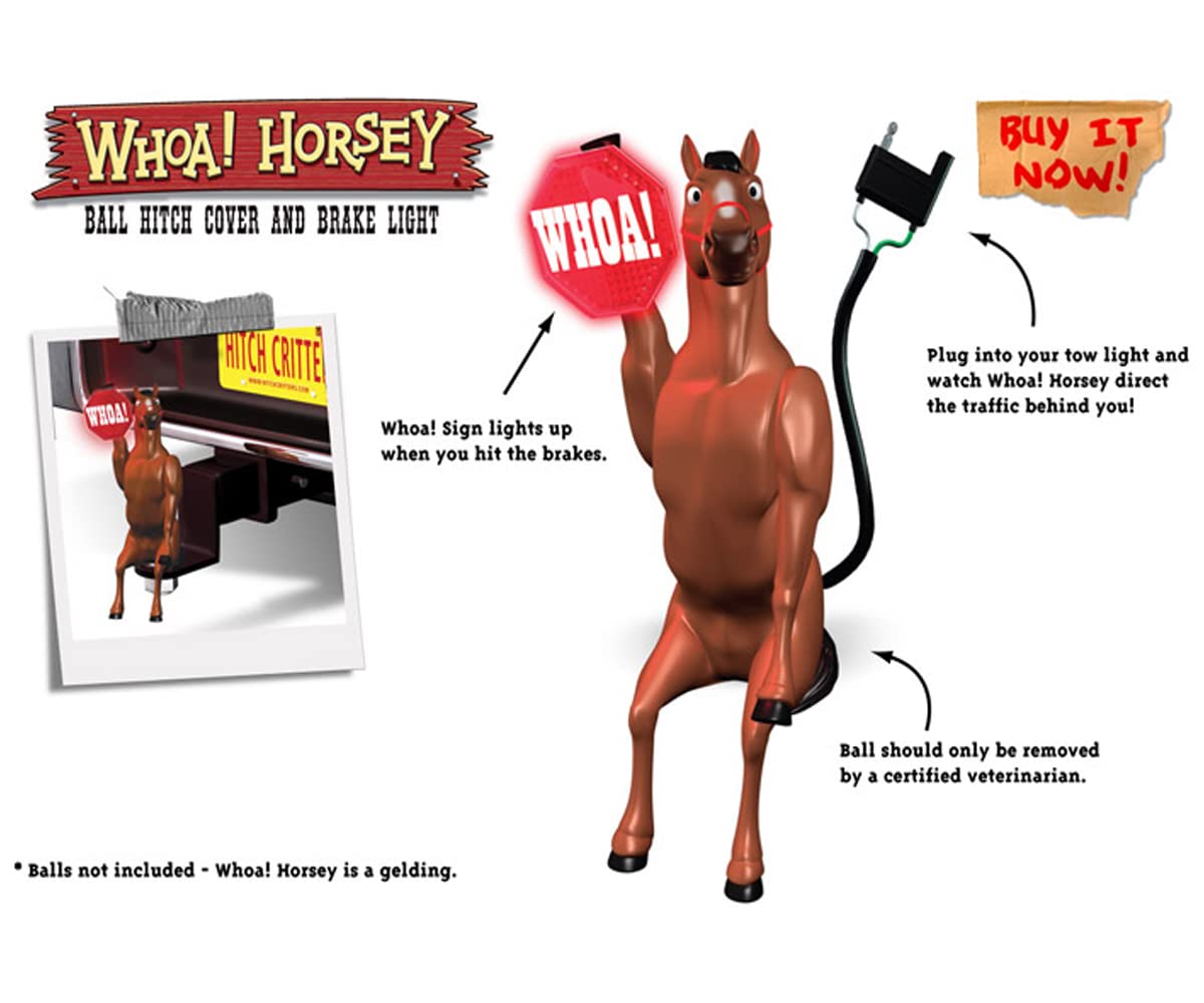 Whoa Horsey Moving Ball Hitch Cover with Brake Light - Funny Truck Accessory for Trailers & Towing - Perfect for Road Trips & Camping Adventures