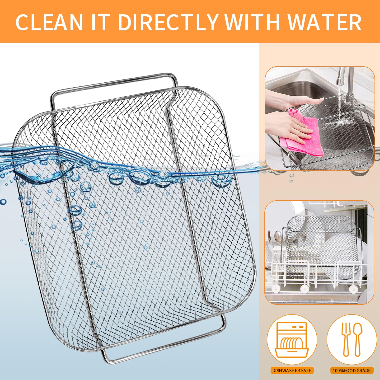 Replacement Air Fryer Basket for Emeril Lagasse 26 QT Extra Large Convection Toaster Oven - 12.5 x 10.2 Inch Non-Stick Mesh Wire Rack Accessory - Dishwasher Safe - Perfect for Healthy Frying, Roasting, and Reheating Meals