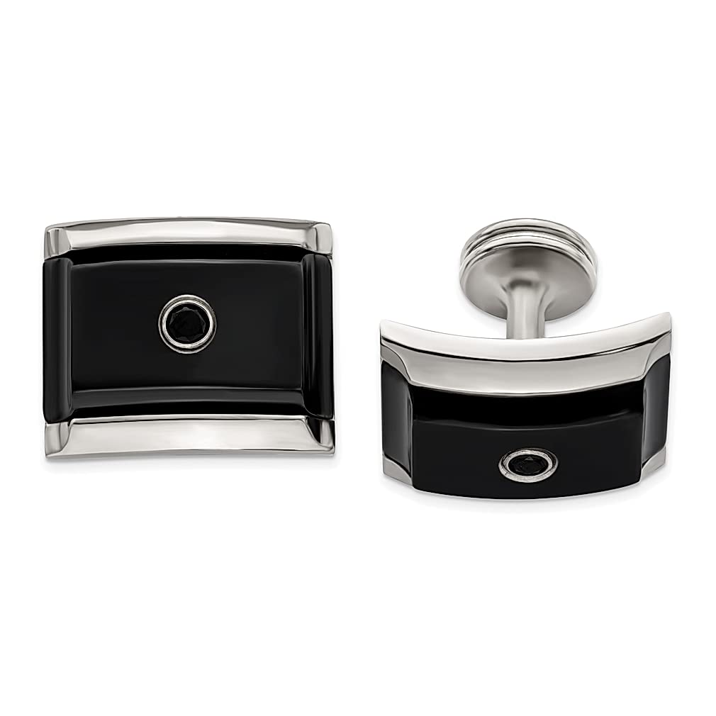 Black Titanium Steel Spinel 925 Sterling Silver Cufflinks & Collar Stays - Edward Mirell Fine Jewelry for Women | Elegant Gifts for Her | Perfect for Weddings, Formal Events & Office Wear
