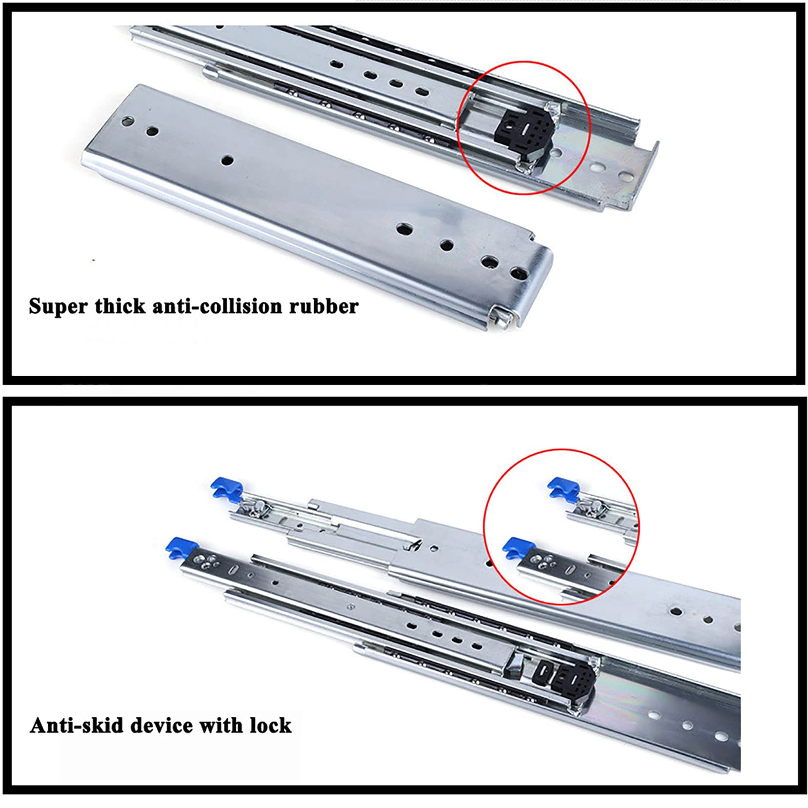 Soft Close Full Extension Ball Bearing Drawer Slides - Heavy Duty 3-Section Side Mount Cabinet Slides for Kitchen, Office & Industrial Storage Solutions