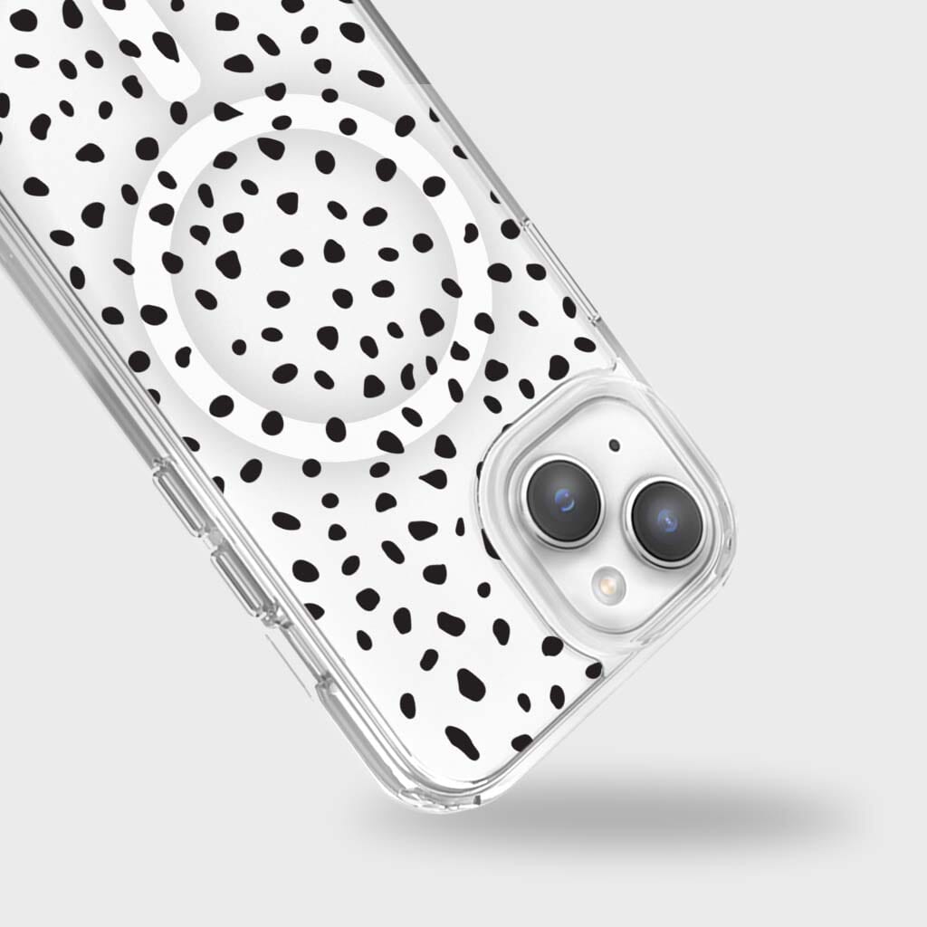iPhone 15 Case with MagSafe - Slim Protective Cover with White Polka Dots Design | Perfect for Everyday Use, Travel & Work