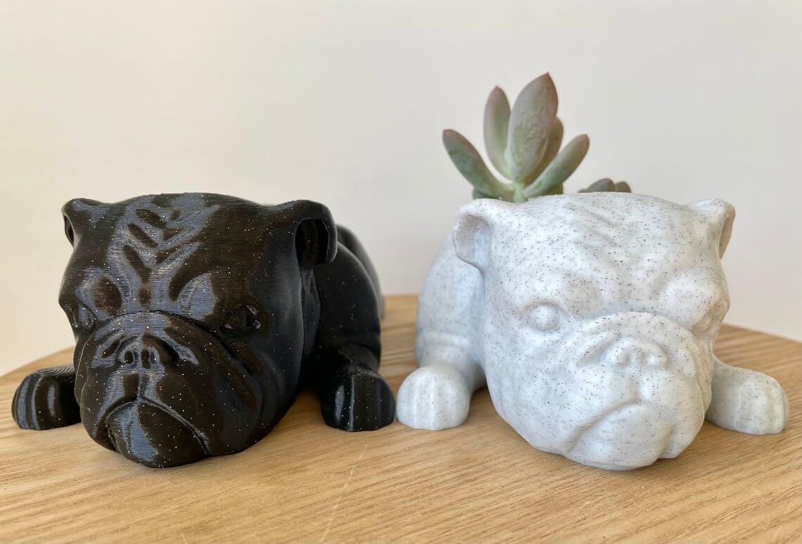 English Bulldog Planter - Cute Succulent & Plant Pot for Dog Lovers | Unique Home Decor Gift for Bar, Table, Office | Perfect for Dog-Themed Parties & Garden Decor (Marble)