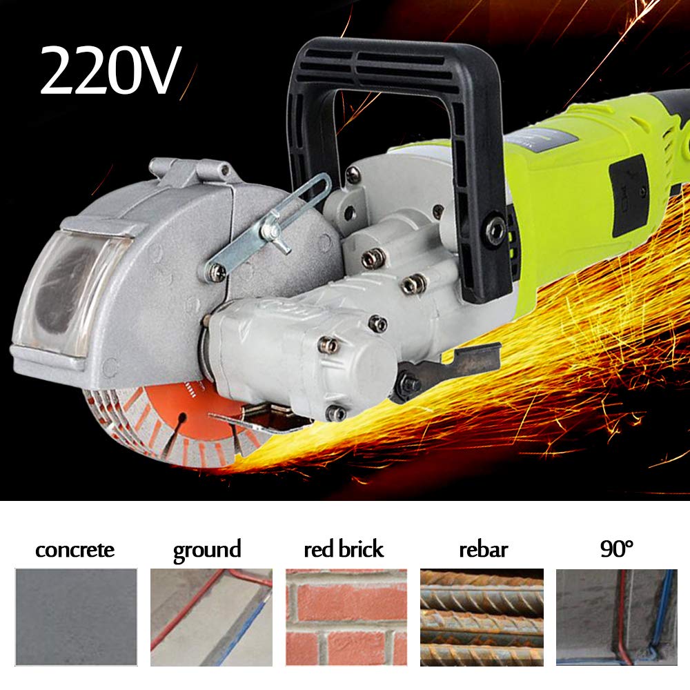 4000W Electric Wall Groove Cutter - 220V Concrete & Brick Slotting Machine with 5 Saw Blades & Carrying Case | Perfect for DIY Home Renovation, Construction Projects & Tile Installation