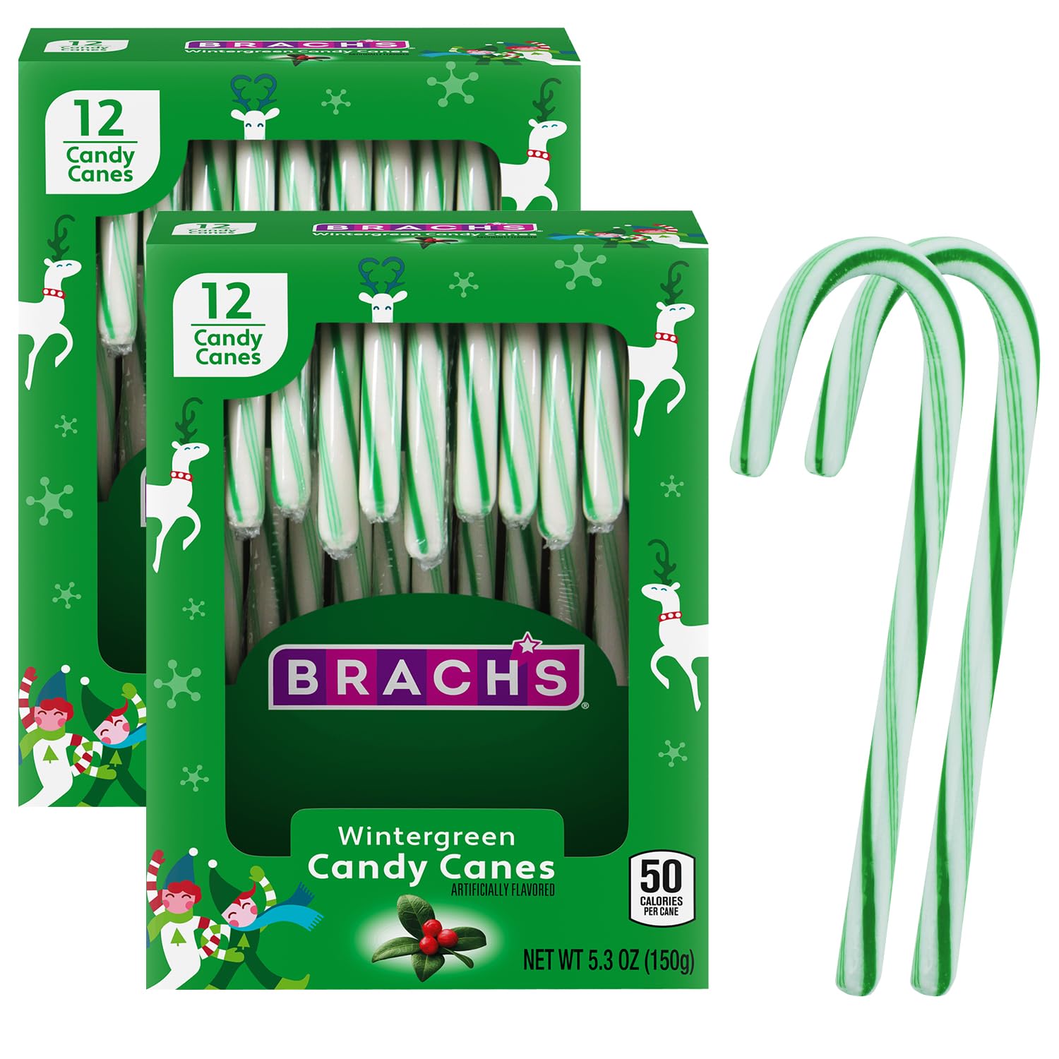 Bulk Individually Wrapped Candy Canes - 2 Pack (12 Canes Each) | Wintergreen Christmas Candy for Holiday Parties, Stocking Stuffers & Gifts | Perfect for Office Celebrations, Tree Decorations & Festive Treats