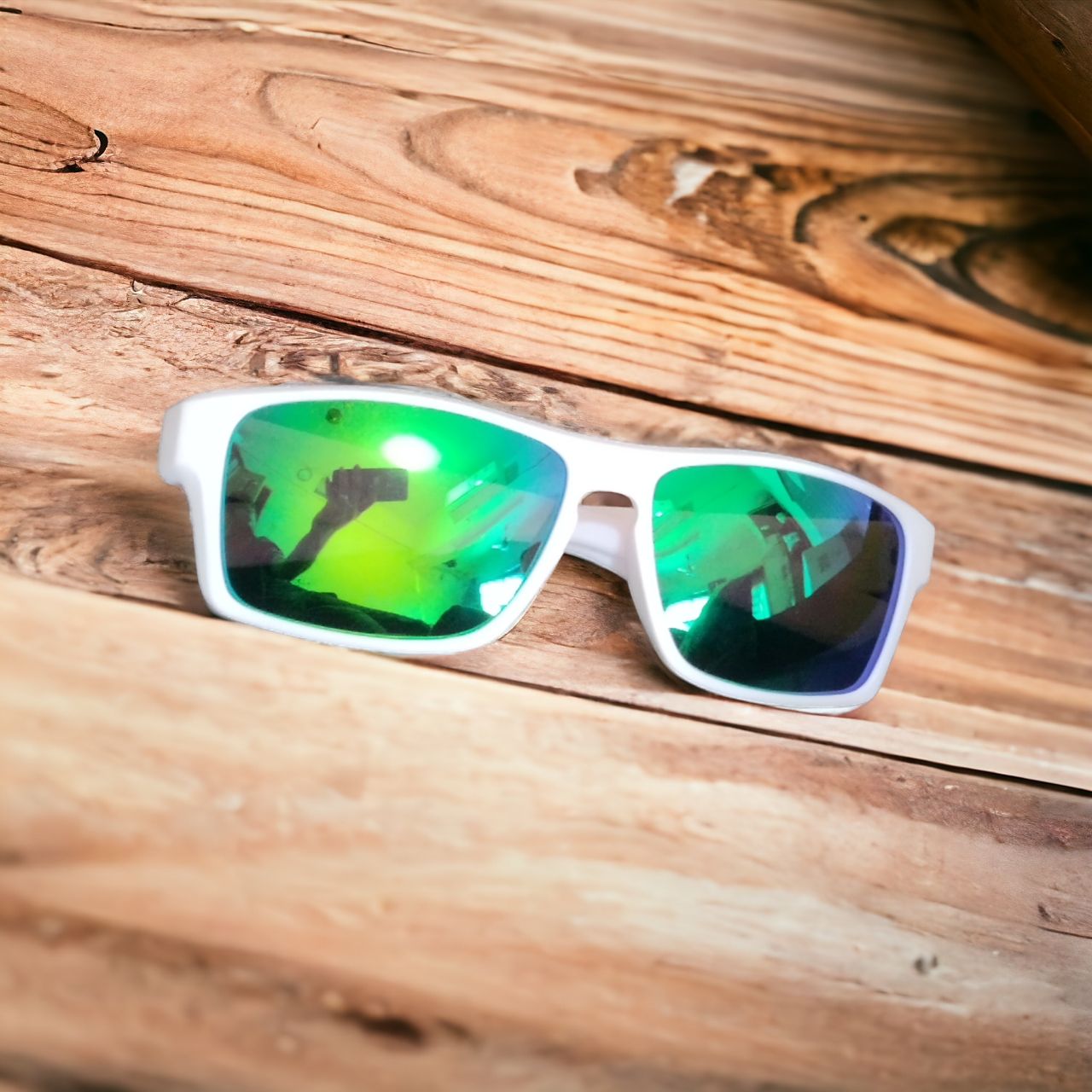 Polarized White Mirror Sunglasses with Prescription Lenses - UV Protection for Driving, Outdoor Sports & Fashion
