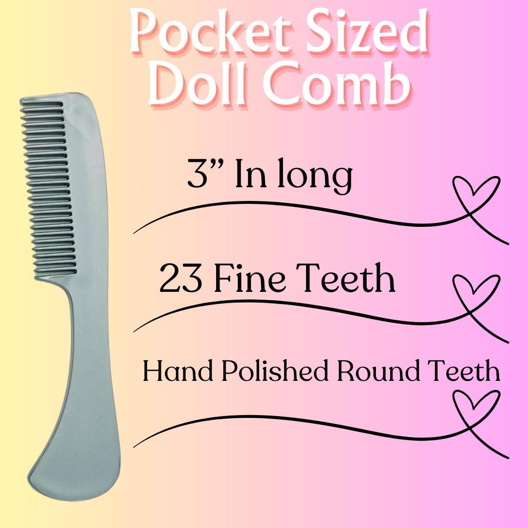 G.B.S Unbreakable Doll Comb Set - 3 Pack Fine Toothed Combs for Styling & Detangling Doll Hair & Wigs | Small Pocket Size | Perfect for American Girl Dolls, Barbie, Synthetic Wigs & Hair Extensions | Salon Quality Hair Care Tools for Kids & Collectors