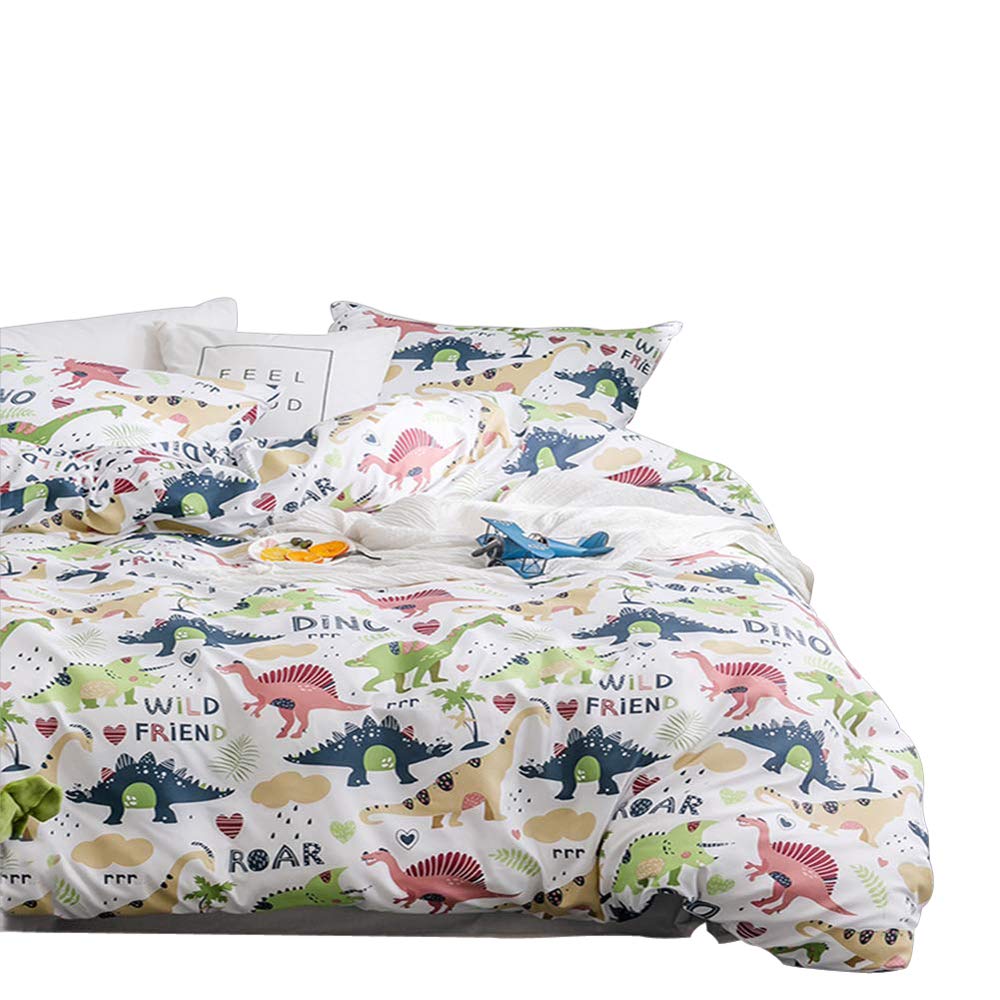 Feelyou Dinosaur Duvet Cover Set King Size - Wild Animal Print Bedding for Kids & Adults - Soft Microfiber Polyester Comforter Cover with 2 Pillow Shams & Zipper Closure - 3 Piece Set - Perfect for Boys/Girls Bedroom Decor, Dinosaur Theme Rooms & Cozy Sleep