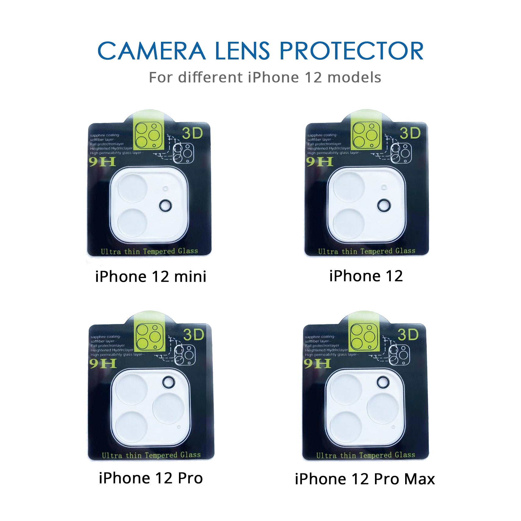 Premium Camera Lens Protector for iPhone 12/12 Pro/12 mini/12 Pro Max - 2 Pack HD Clear Scratch-Resistant Screen Protector - Perfect for Outdoor Photography, Travel & Daily Protection