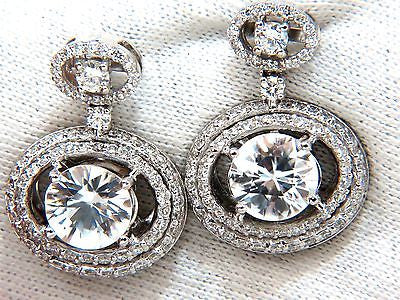10.90CT Natural Zircon Diamond Dangle Drop Earrings in 14K Gold - Elegant Statement Jewelry for Weddings, Parties & Special Occasions