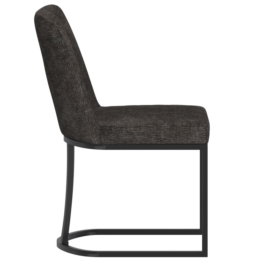 Dario Dining Chairs Set of 2 - Modern Charcoal Fabric Upholstered Kitchen Chairs with Sturdy Metal Legs - Perfect for Dining Room, Kitchen, or Breakfast Nook