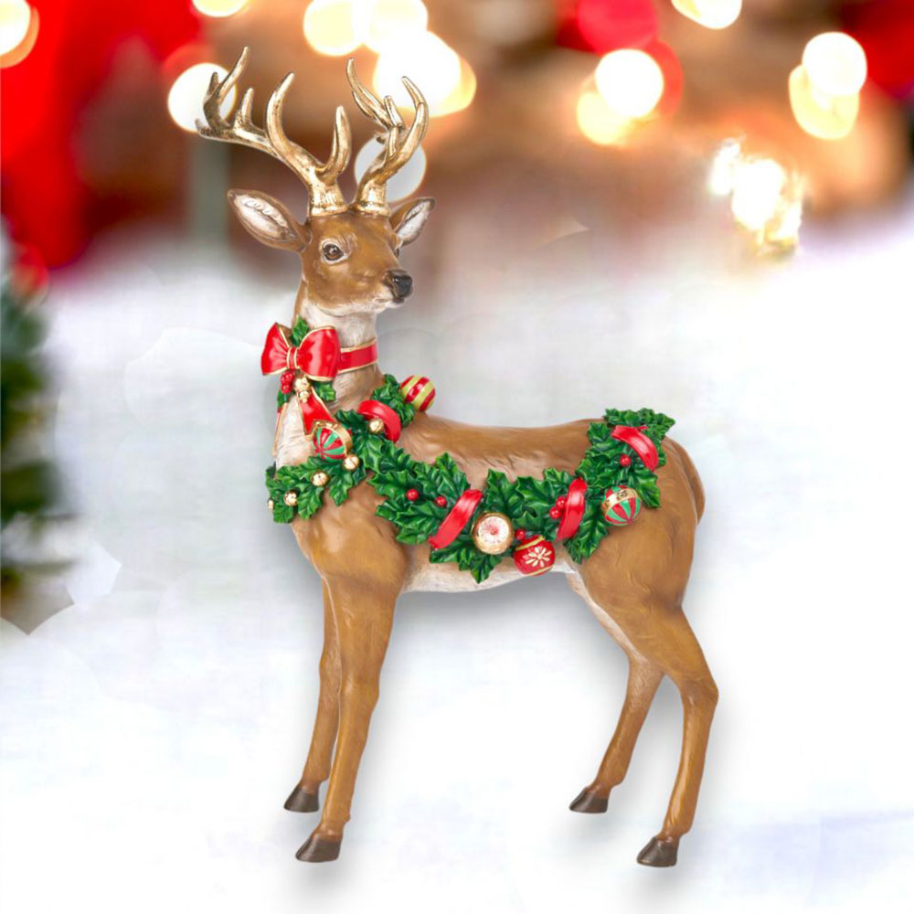 16-Piece Deer with Bauble Garland Christmas Decor - New 2024 Holiday Collection by December Diamonds - Perfect for Tree Decorations, Mantel Displays & Festive Home Decor
