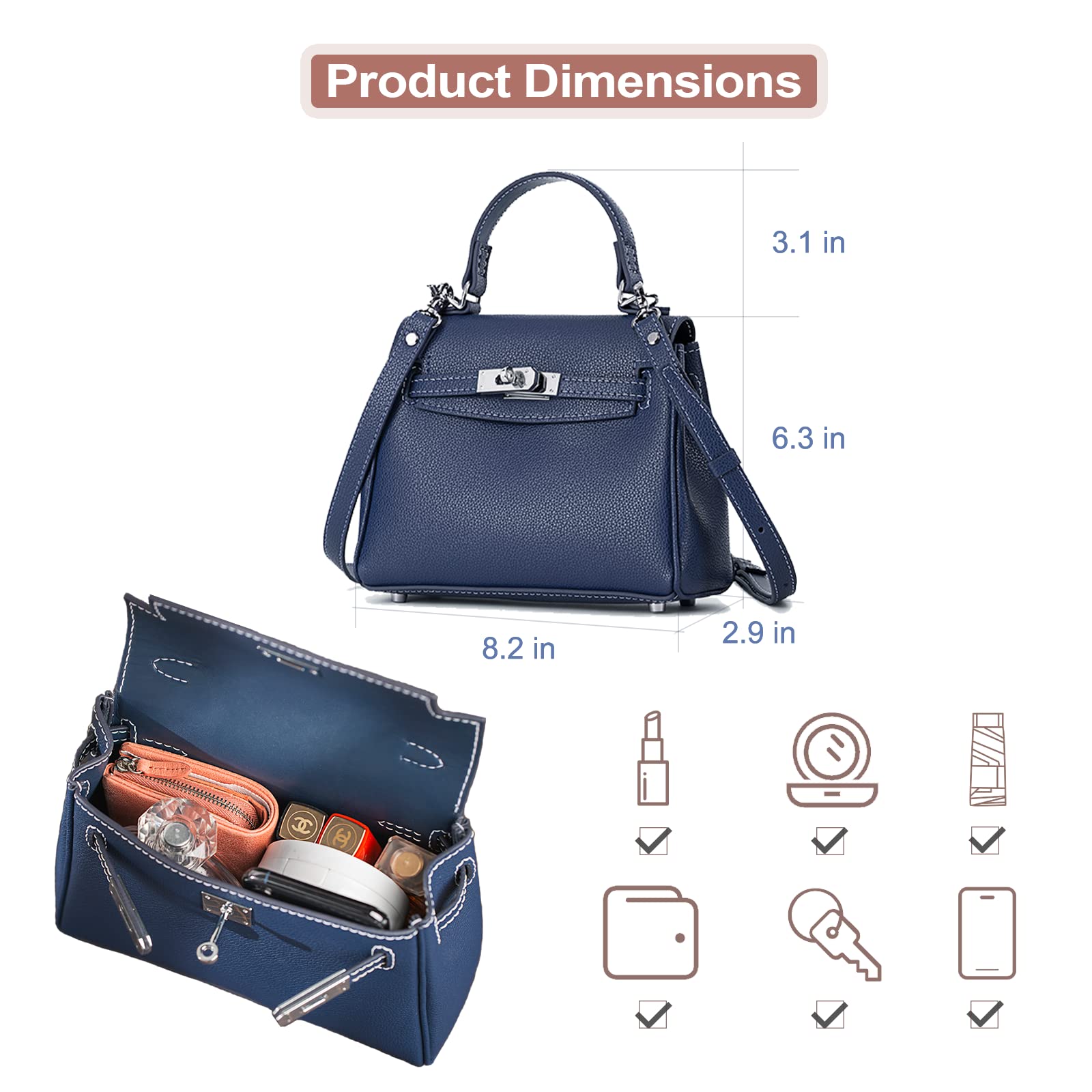 POPSEWING DIY Leather Bag Kit for Women - Handmade Crossbody Shoulder Purse with Sewing Supplies | Creative Craft Gift for Mom, Girlfriend Birthday & Christmas | Blue Designer Handbag for Daily Use, Travel & Shopping