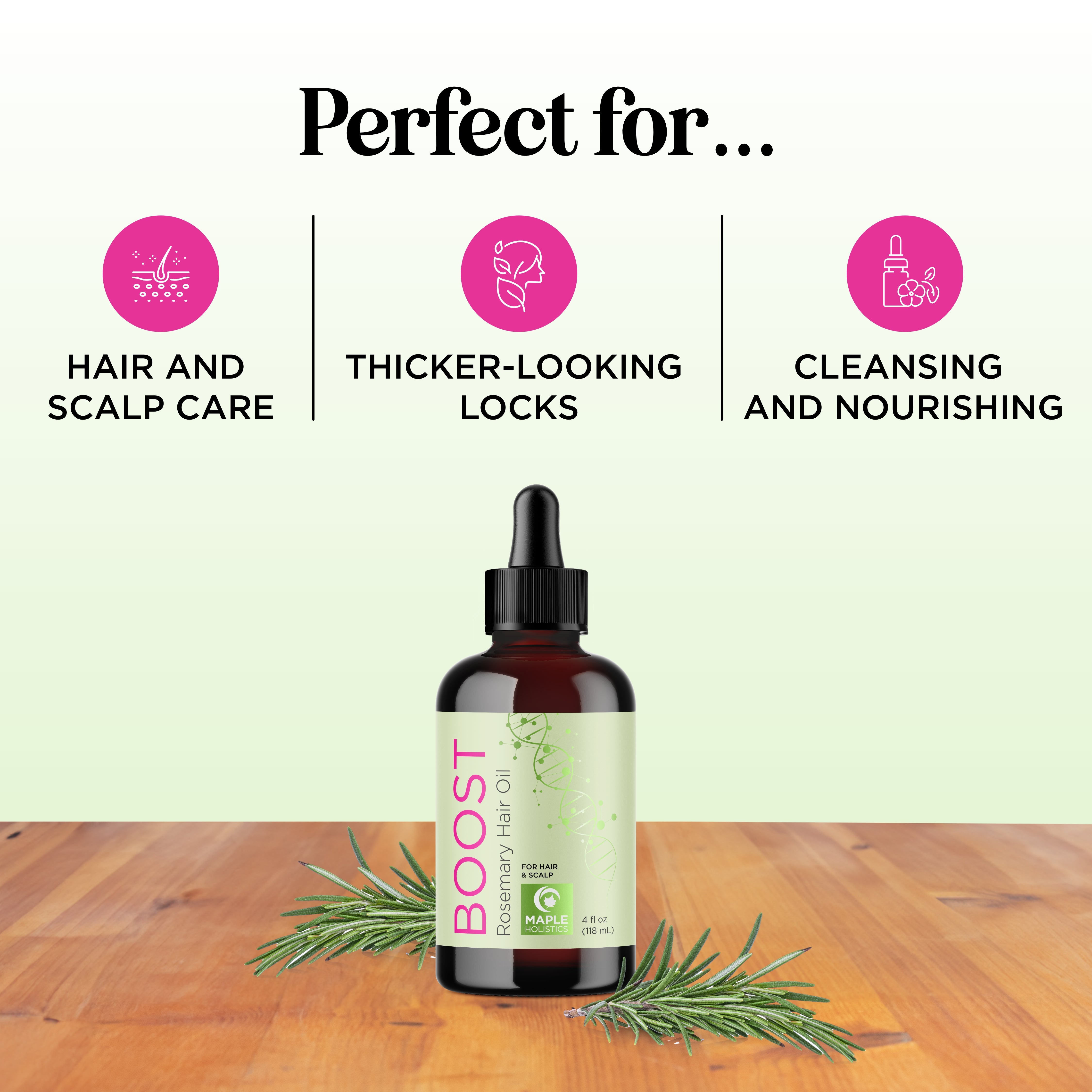 BOOST Rosemary Hair Oil for Hair Growth & Thickness - Natural Scalp Treatment for Dry, Damaged Hair - Perfect for Daily Use & Styling