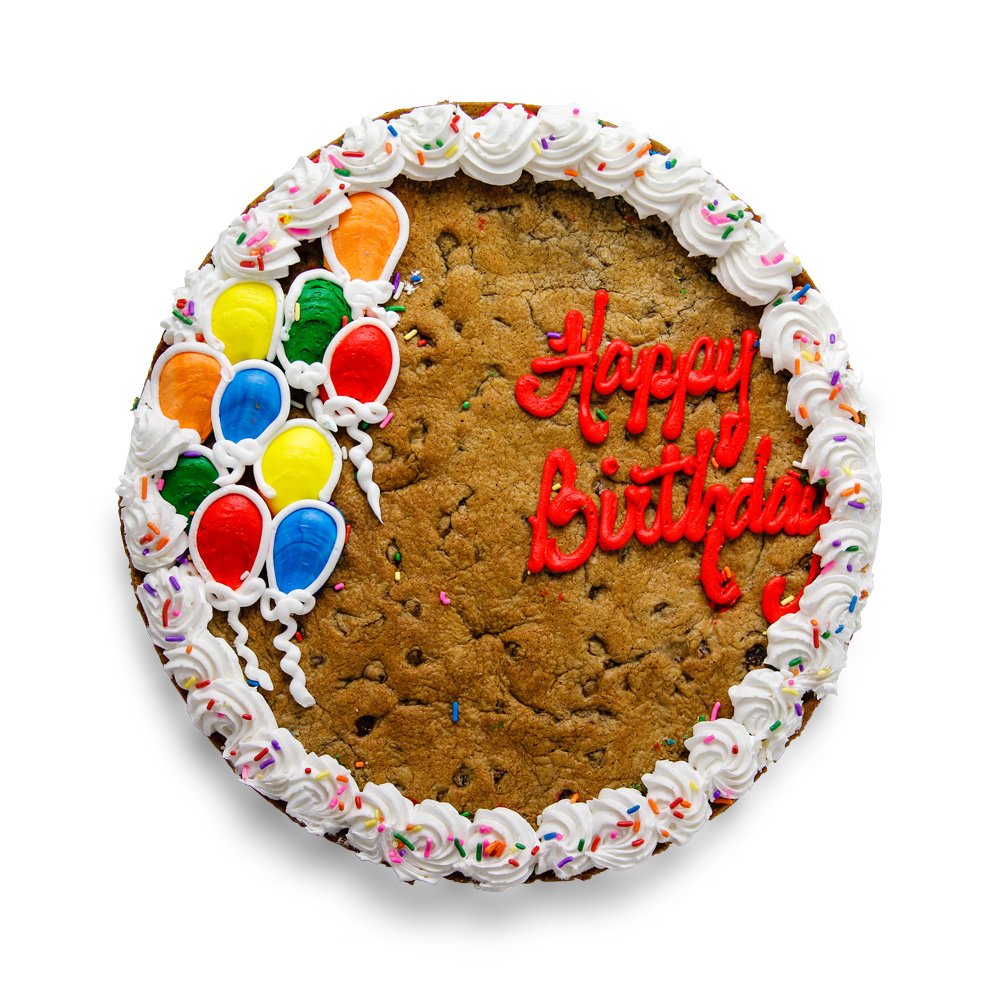Happy Birthday Balloon Giant Cookie Cake - 13 Inch Large Snickerdoodle Cookie for Parties & Celebrations | Perfect Birthday Gift & Party Dessert