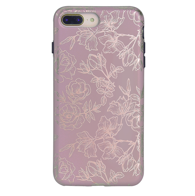 Dusty Rose Chrome Floral iPhone Case - Elegant Protective Cover for iPhone 13/14/15 Pro Max - Perfect for Everyday Use, Travel & Gift Giving