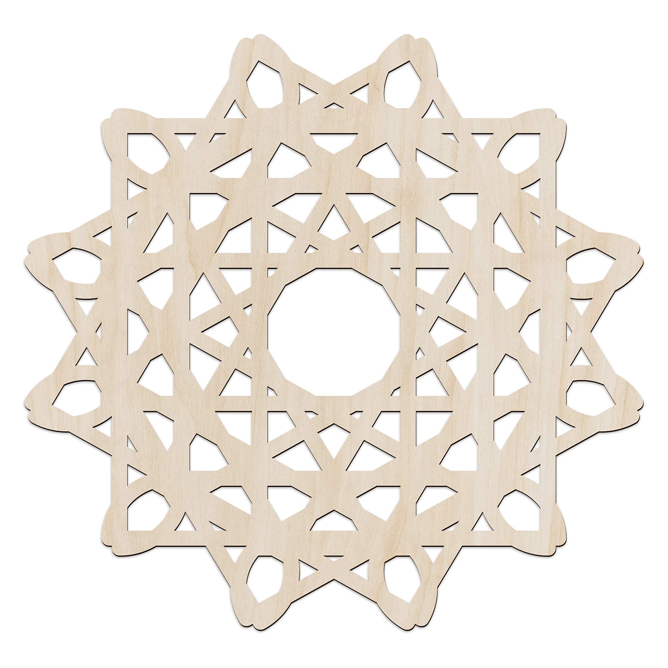 Ambesonne Mandala Wooden Wall Art - Sun Look Trellis Mesh Boho Decor, Handmade Birch Plywood Rustic Wall Hanging for Home & Office, 11.4 x 11.4 Inches - Perfect for Bedroom, Living Room, Hallway, Cafe Decor