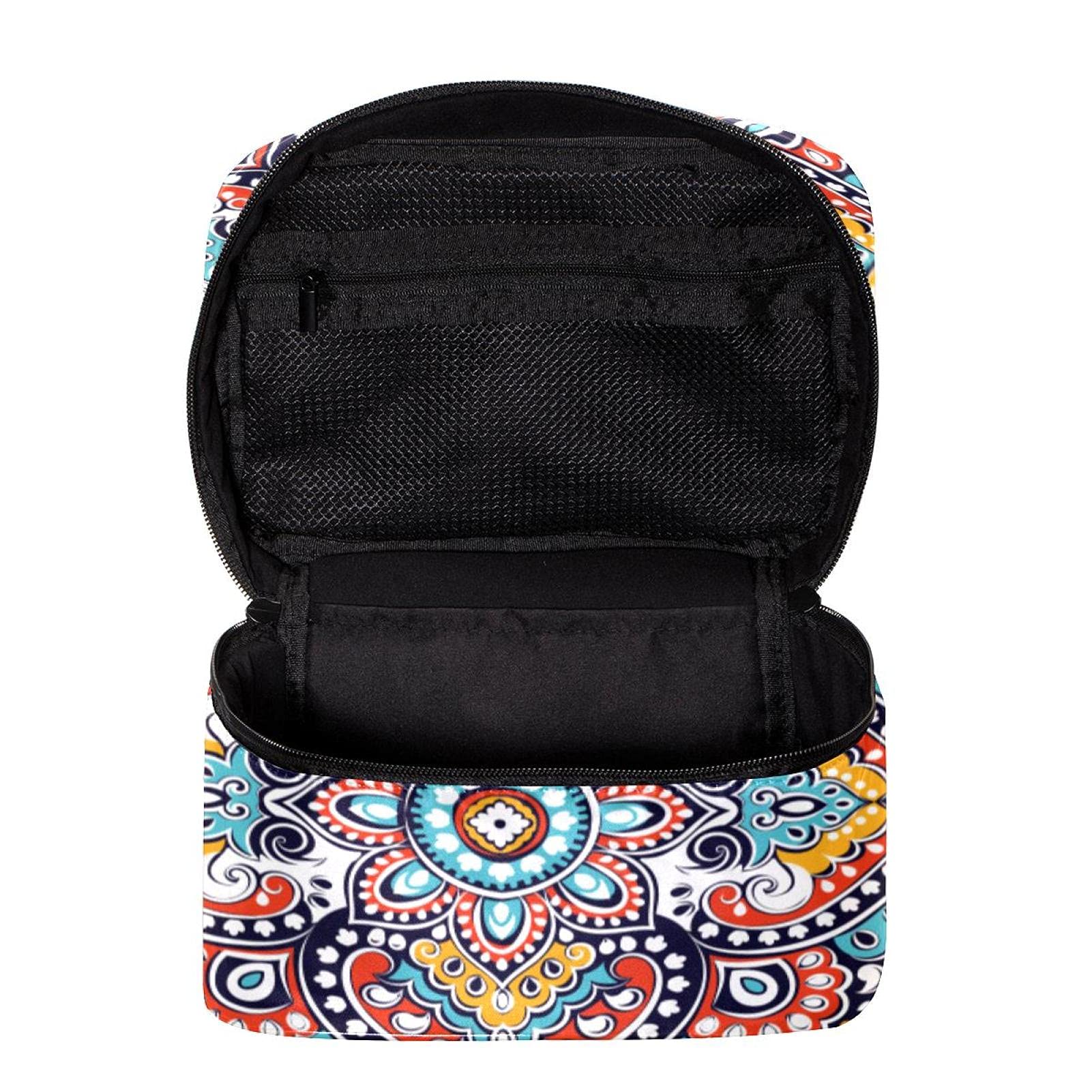 Bohemian Mandala Floral Travel Makeup Bag - Large Waterproof Cosmetic Organizer with Zipper for Women & Girls | Perfect for Vacation, Gym, Beach & Daily Essentials Storage
